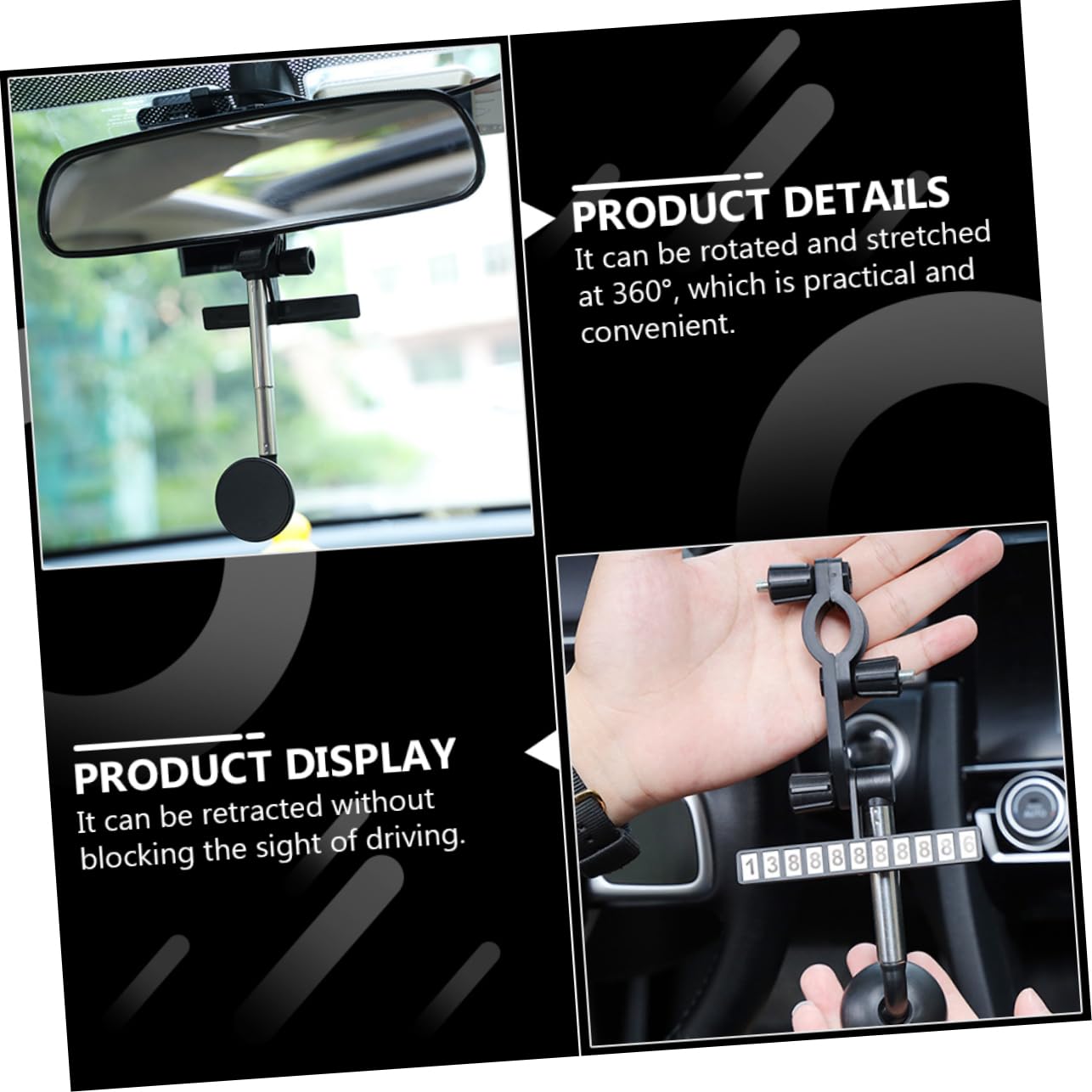 Magnetic Phone Holder for Car - Universal 1-Piece Mirror Phone Stand with Strong Magnet, Compatible with All Smartphones - Perfect for Hands-Free Navigation & Safe Driving