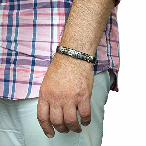 Real Copper & Leatherette Motorcycle Bracelet for Men & Women - Magnetic Biker Jewelry for Motorcycle Riders - Perfect for Biker Gifts, Motorcycle Events & Everyday Wear