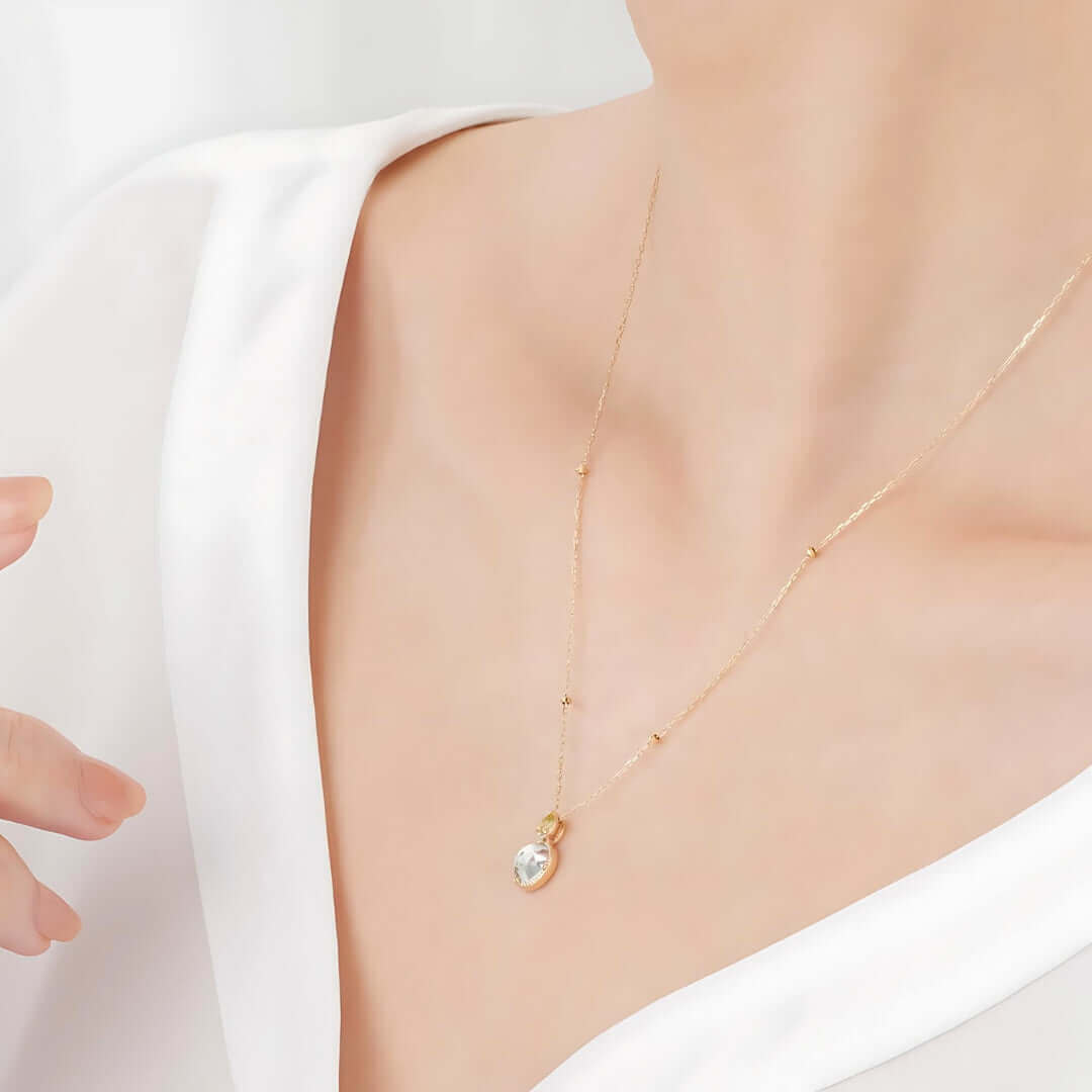 Faceted Peridot and Amethyst Green Gemstone Necklace for Women | Elegant Handmade Jewelry Gift for Birthday, Anniversary & Special Occasions | TB2210A