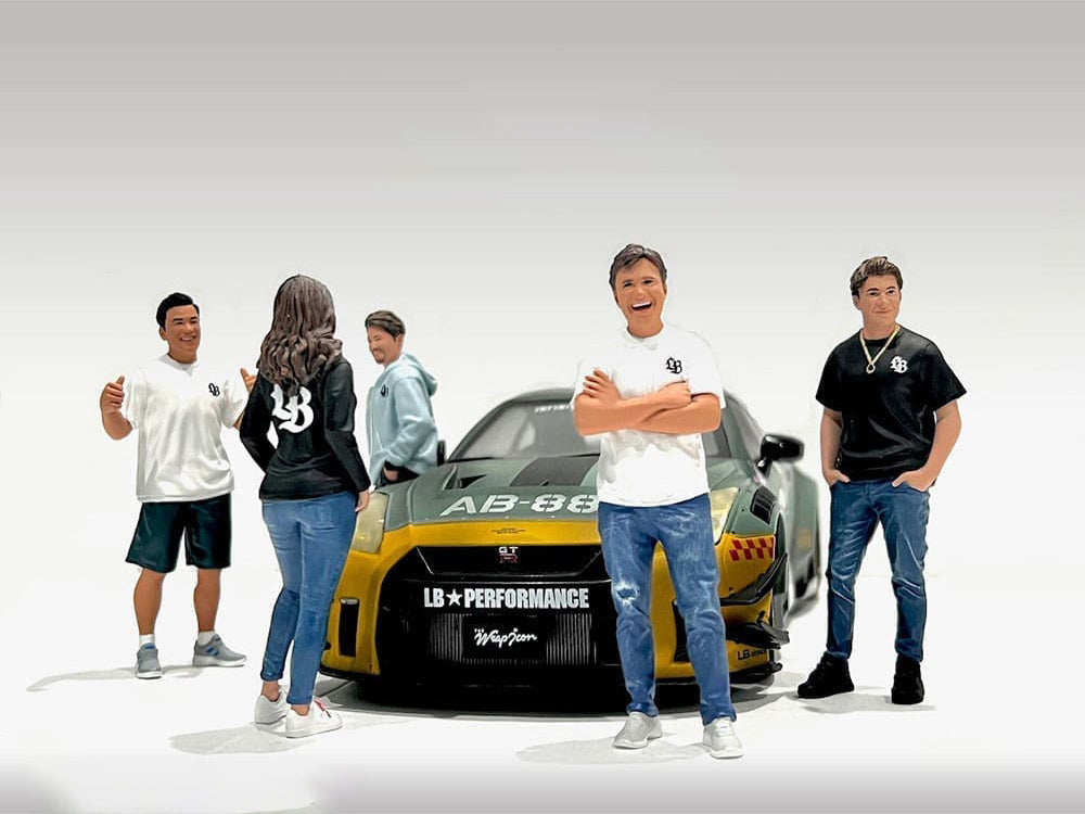 Liberty Walk 5-Piece Figure Set for 1/18 Scale Model Cars - Highly Detailed Miniature Collectibles by American Diorama - Perfect for Car Model Displays, Diorama Scenes & Collector Showcases
