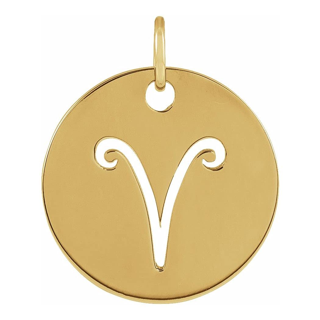 14K Yellow Gold Aries Zodiac Pendant Necklace for Women - Polished Round Birthstone Jewelry Gift for Birthday, Anniversary & Special Occasions | Perfect for Everyday Wear & Gifting