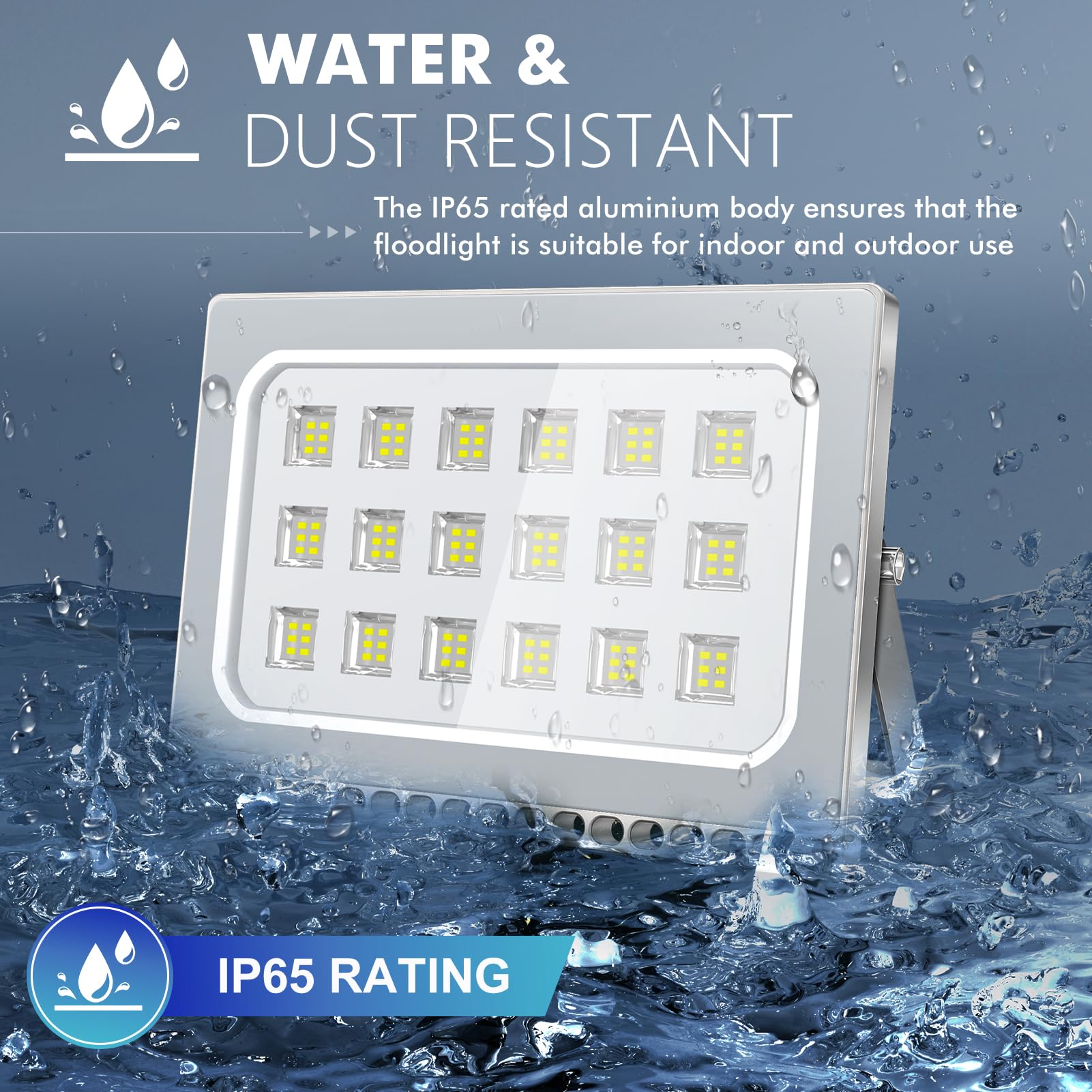 Viugreum 100W LED Flood Lights Outdoor Waterproof IP65 - 110V 10000LM Super Bright Daylight White (6000K) - Security Floodlight for Yard, Garden, Landscape, Wall Lighting - US Plug Included - Perfect for Home, Garage, and Commercial Outdoor Use