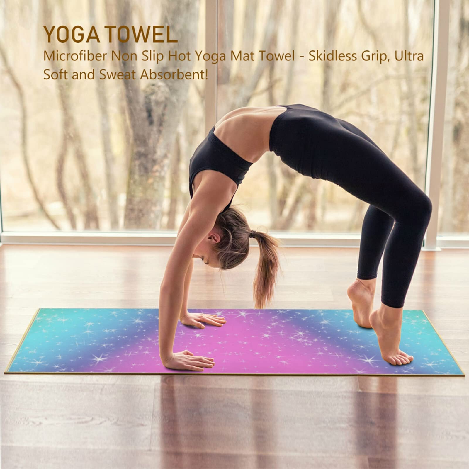 Non-Slip Yoga Mat Towel - Super Soft & Sweat Absorbent Workout Towel for Pilates, Fitness & Exercise | Foldable & Durable with Carry Bag | Perfect for Hot Yoga, Gym & Home Workouts