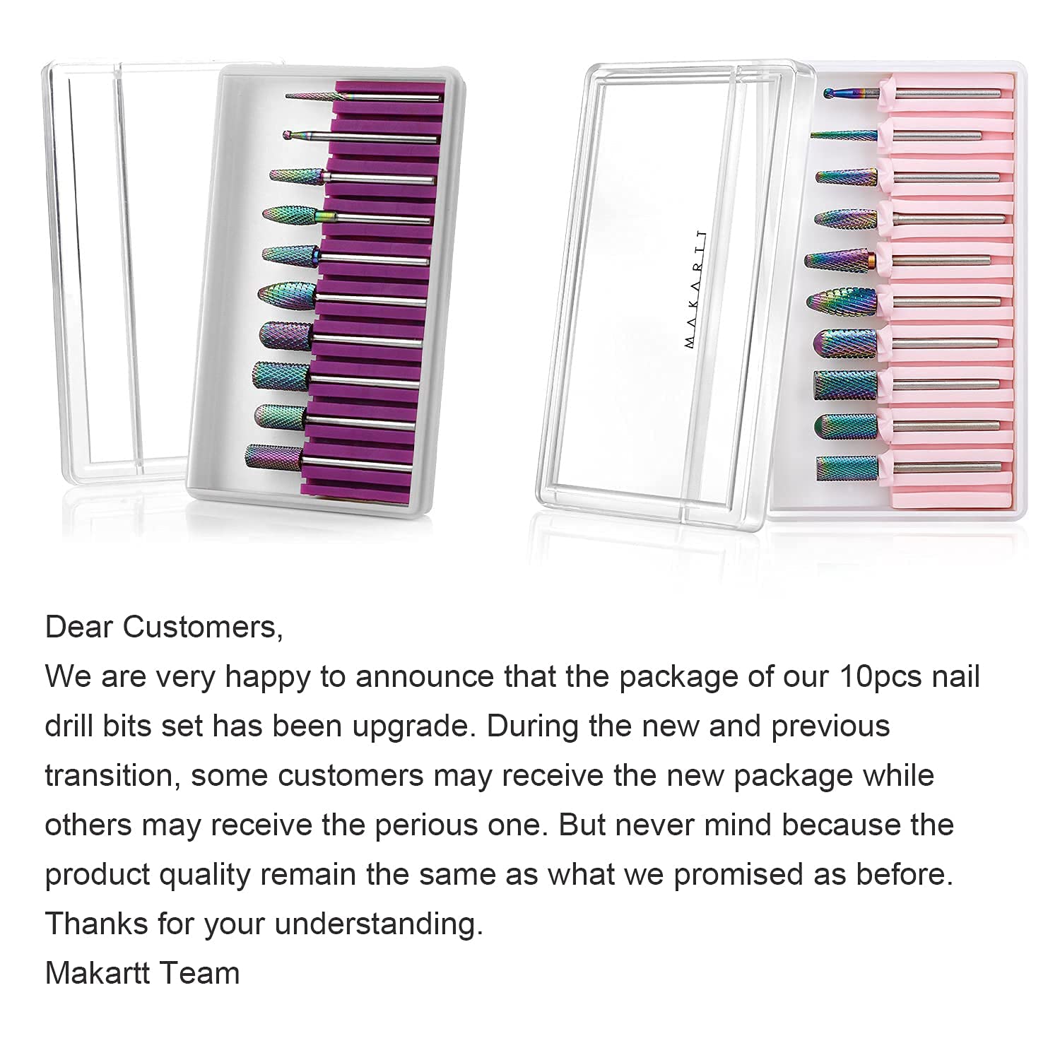 Makartt Professional 10Pcs Nail Drill Bits Set - 3XF & Tungsten Carbide Bits for Acrylic, Gel Nails, Cuticle Care - 3/32 inch Manicure Pedicure Kit for Salon & Home Use