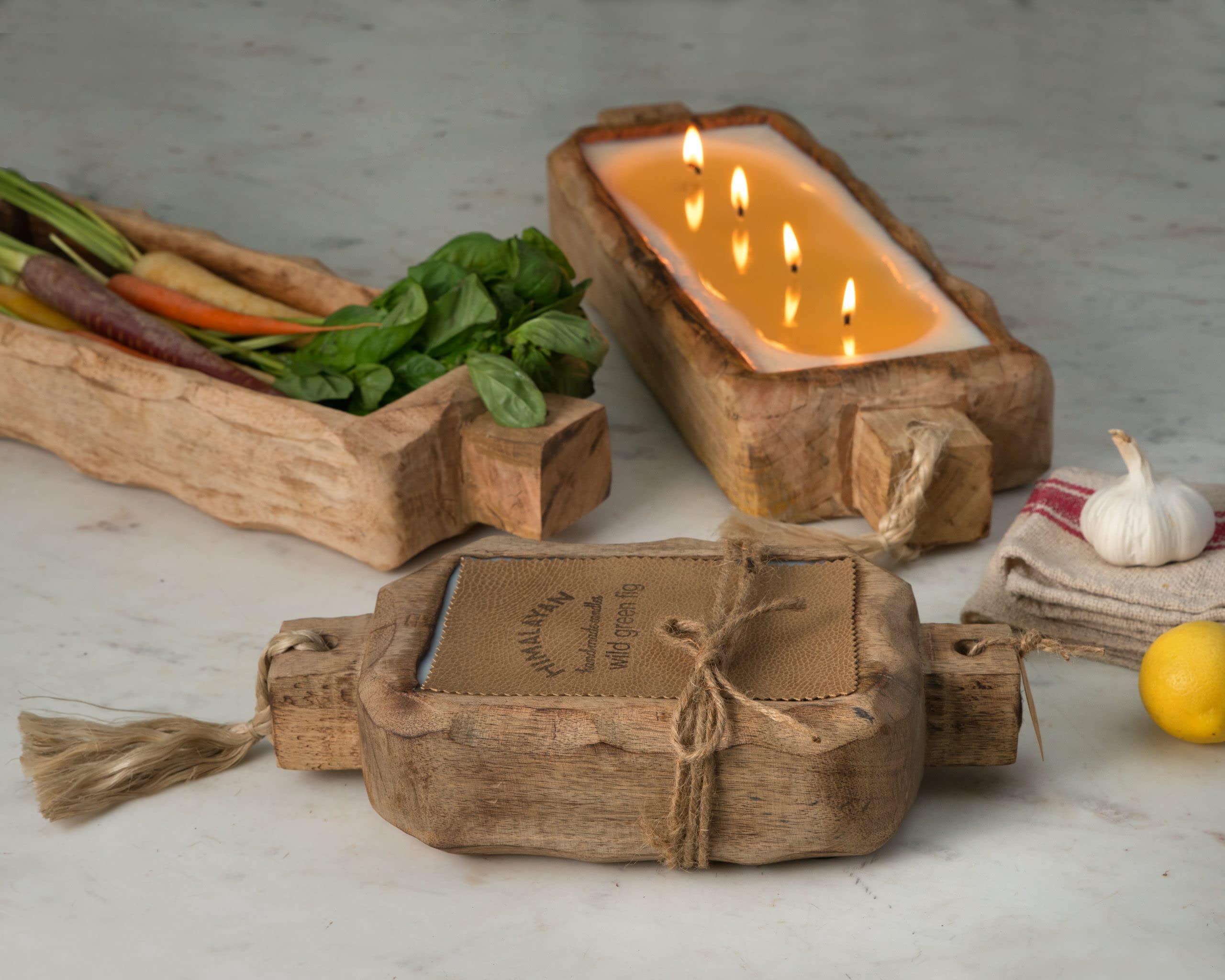Himalayan Trading Post Driftwood Tray Candle - Ginger Patchouli Scent, 44oz Large Soy Wax Candle for Home Decor, Spa Relaxation & Romantic Ambiance