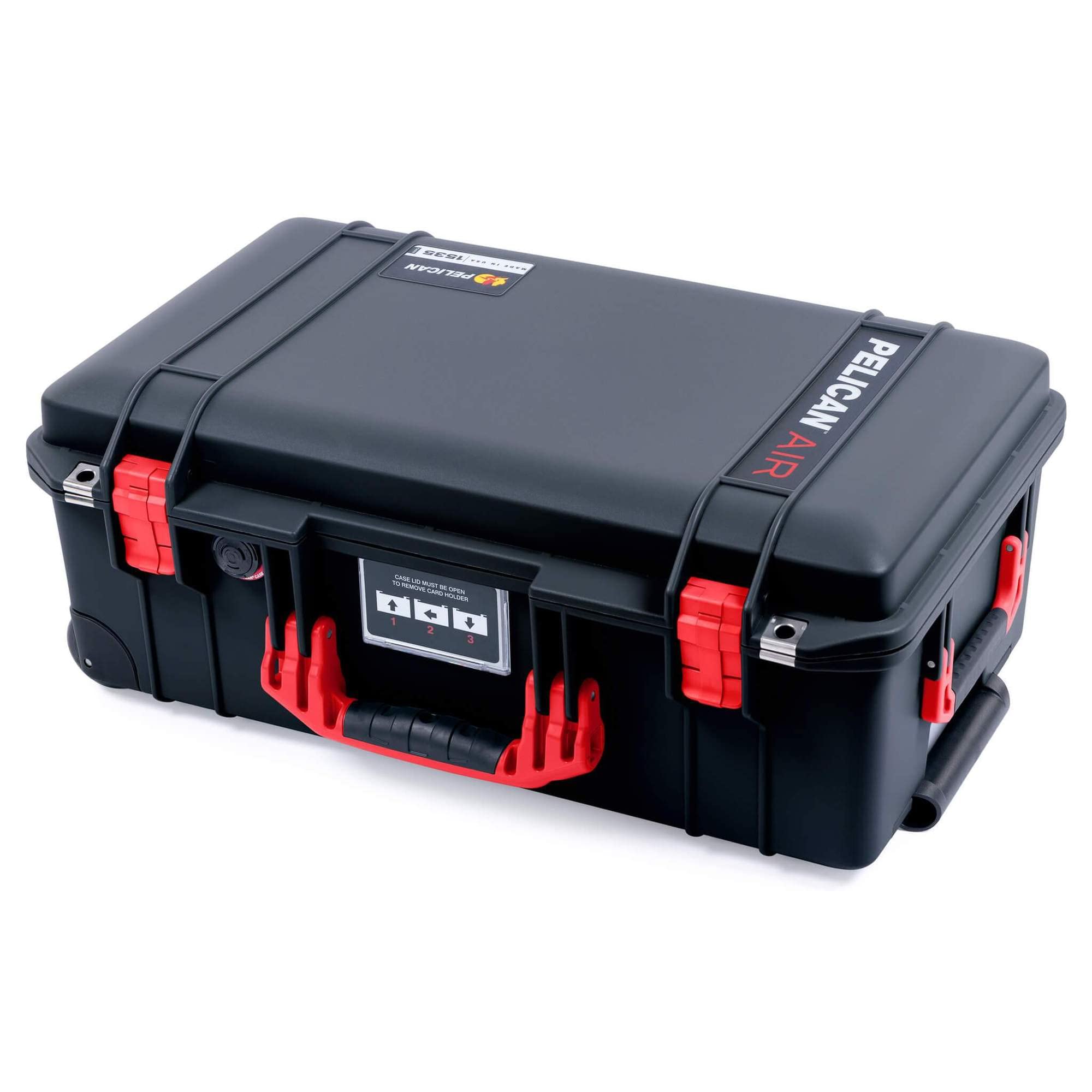 Pelican 1535 Air Case with Red Handles & Latches - Waterproof Protective Hard Case with Customizable Tool Control Foam Inserts (Black) - Ideal for Travel, Photography Equipment & Professional Gear Storage