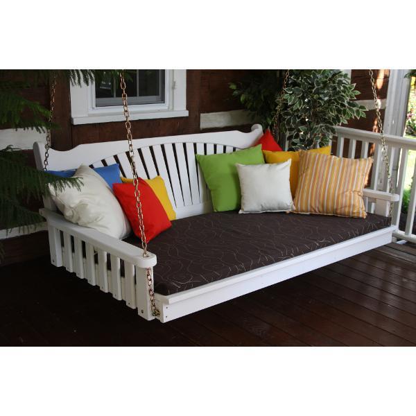Yellow Pine Swing Bed with Fanback - Outdoor Hanging Bed for Porch, Patio, or Garden Relaxation