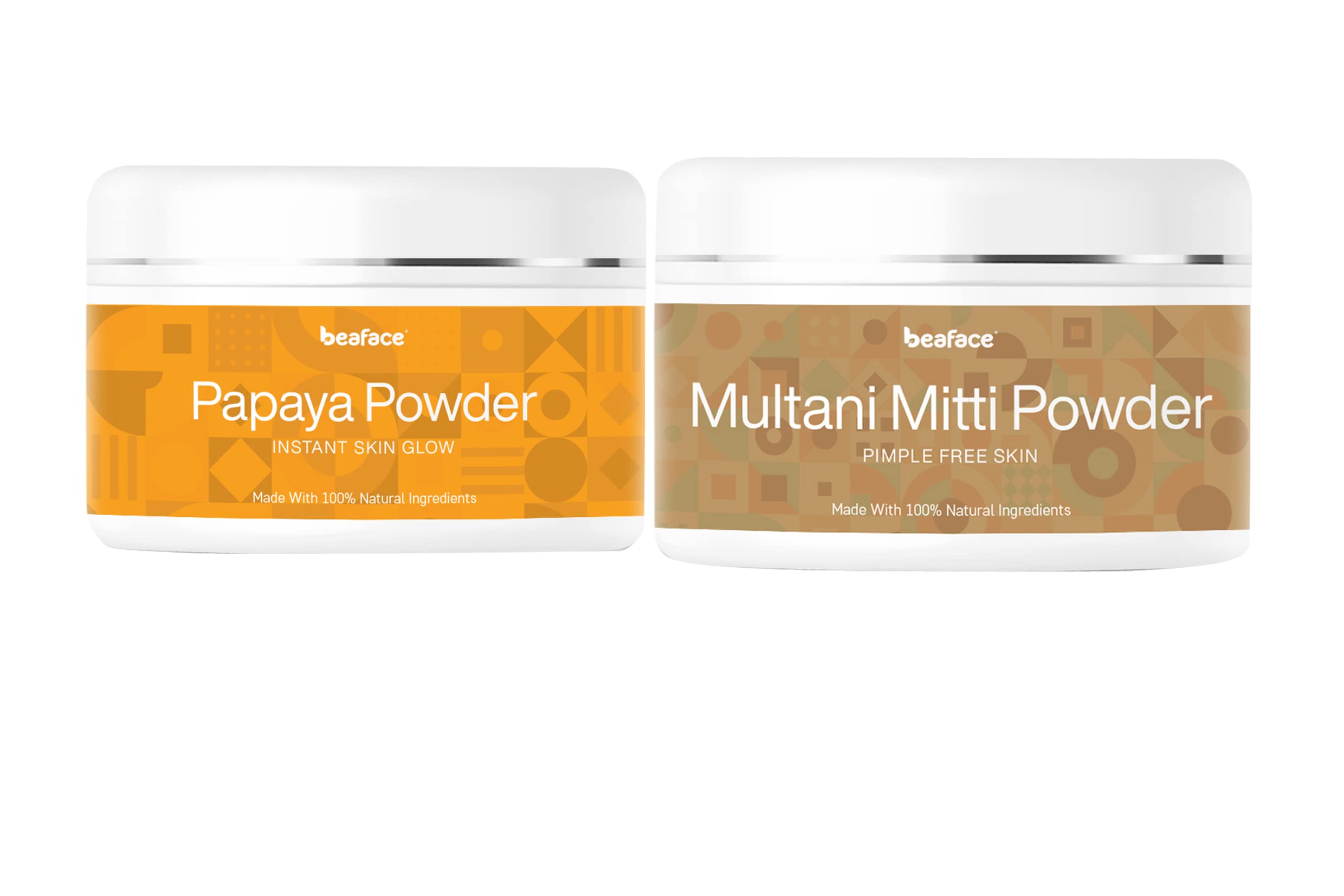 Beaface Combo Pack - 100g Papaya Powder & 100g Multani Mitti for Acne, Pigmentation & Skin Blemishes | Natural Face Mask for Glowing Skin | Perfect for Daily Skincare Routine & Spa Treatments