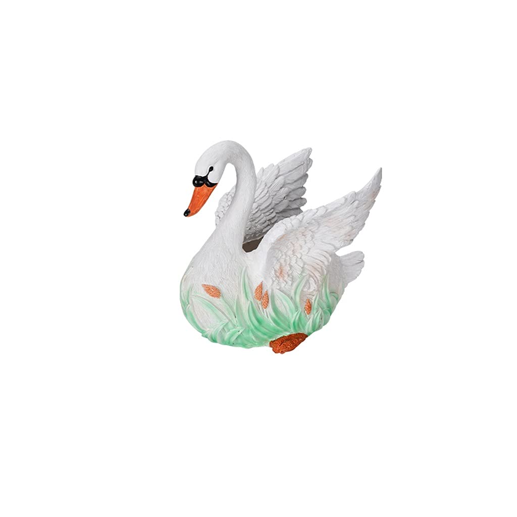 Outdoor Garden Swan Statue - Resin Flower Pot Decoration, Animal Sculpture for Terrace, Succulents & Potted Plants - White - Perfect for Patio, Lawn, and Backyard Decor