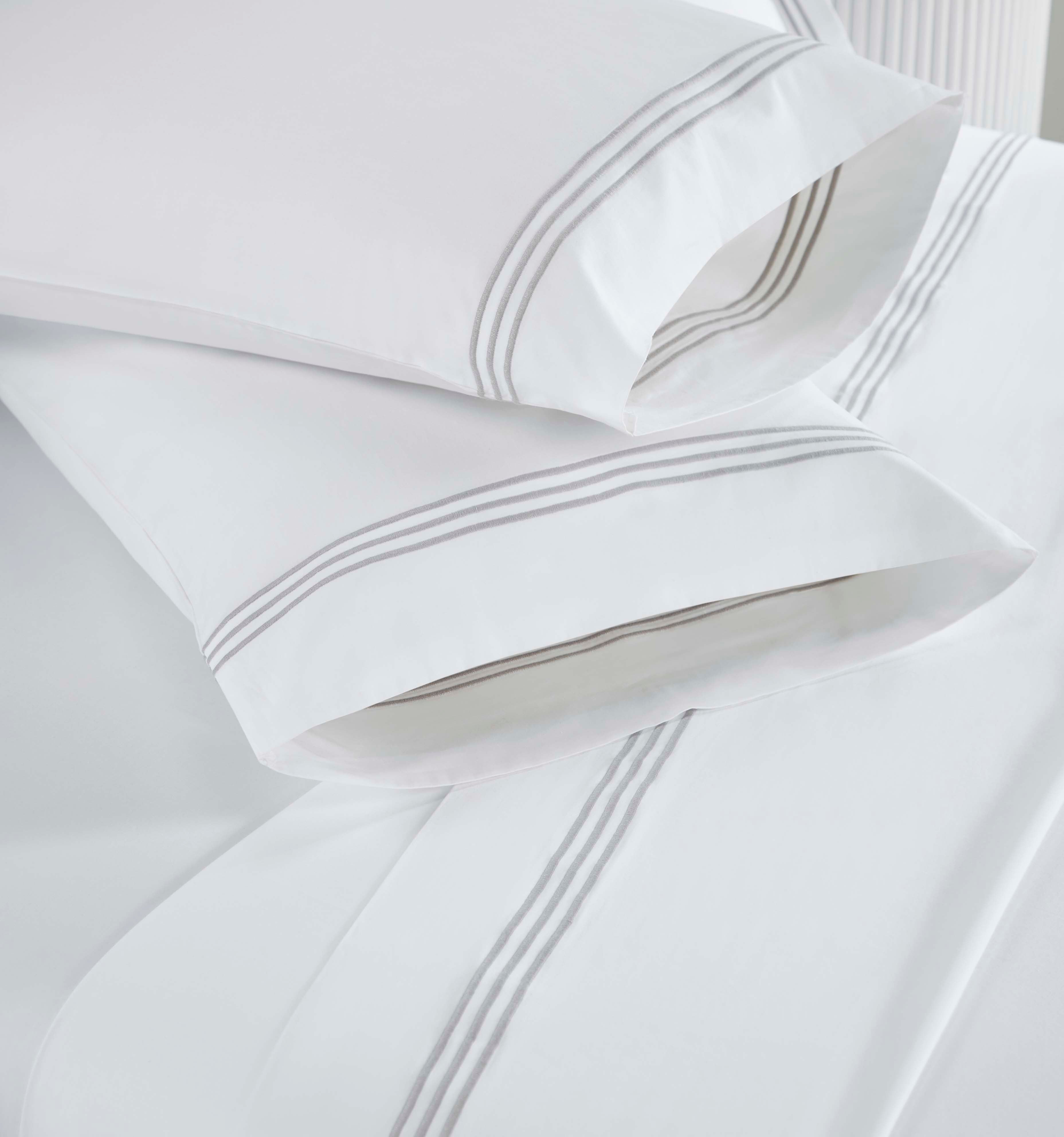 Brandon Cotton 3-Line Embroidered Deep Pocket Bed Sheet Set - Queen Size Soft Luxury Sheets for Bedroom, Hotel & Guest Room Comfort