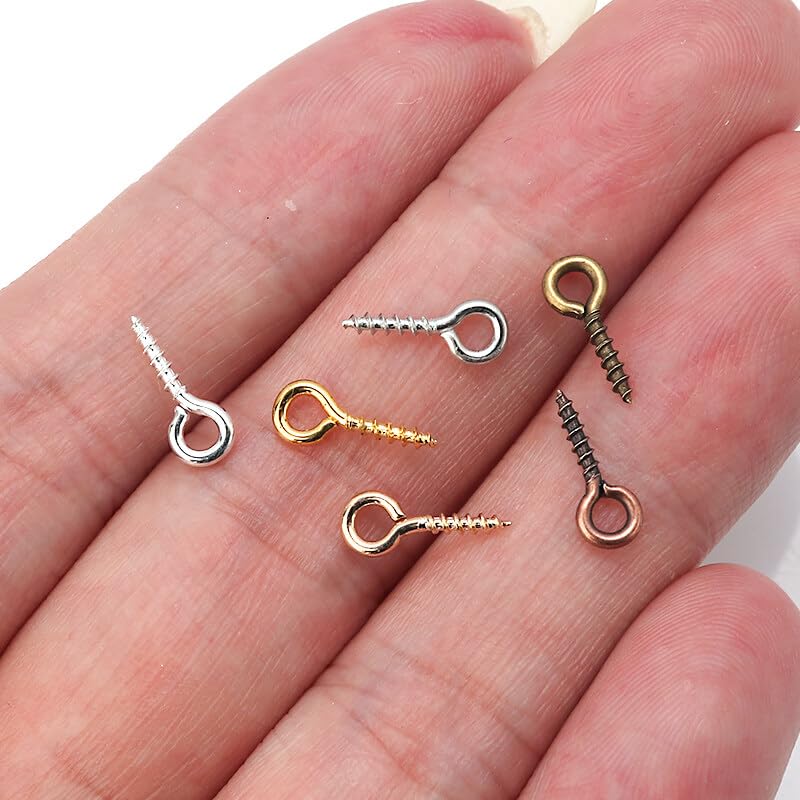 200Pcs Mini Eye Pins with Screw Thread - Jewelry Making Hooks & Eyelets for DIY Pendants, Charms, and Clasps | Durable Metal Craft Accessories for Necklaces, Bracelets, and Earrings
