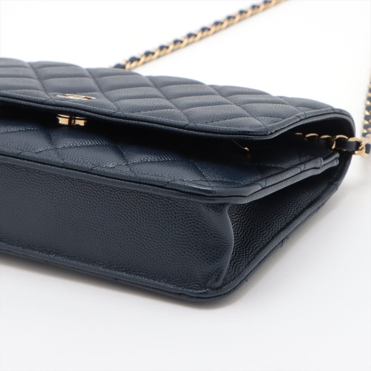 Chanel Caviar Leather Wallet On Chain WOC Crossbody Bag in Navy Blue with Microchip - Perfect for Evening Events, Date Nights & Luxury Fashion Accessories