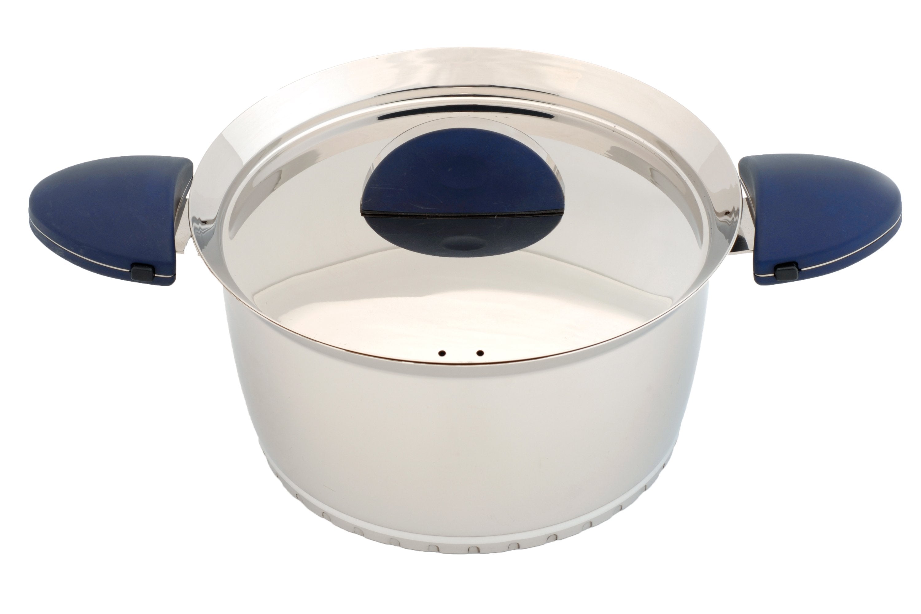 BergHOFF Stacca 6.25-Quart Stainless Steel Covered Casserole Pot with Lid - Blue Enamel Finish - Oven & Stovetop Safe for Cooking, Baking & Serving Dishes