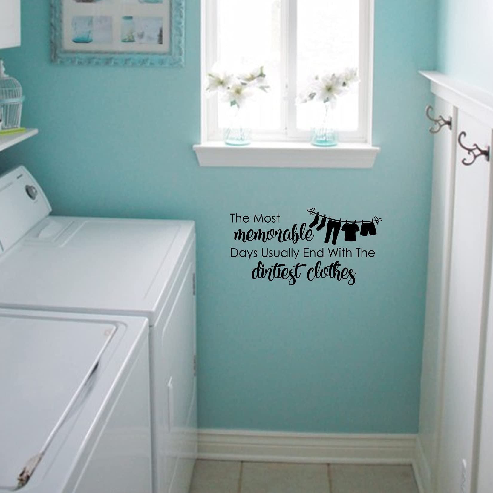 Funny Laundry Room Wall Decal - 'The Most Memorable Days End with The Dirtiest Clothes' Vinyl Quote Sticker - Perfect for Laundry Room Decor, Mudroom, or Kids Play Area