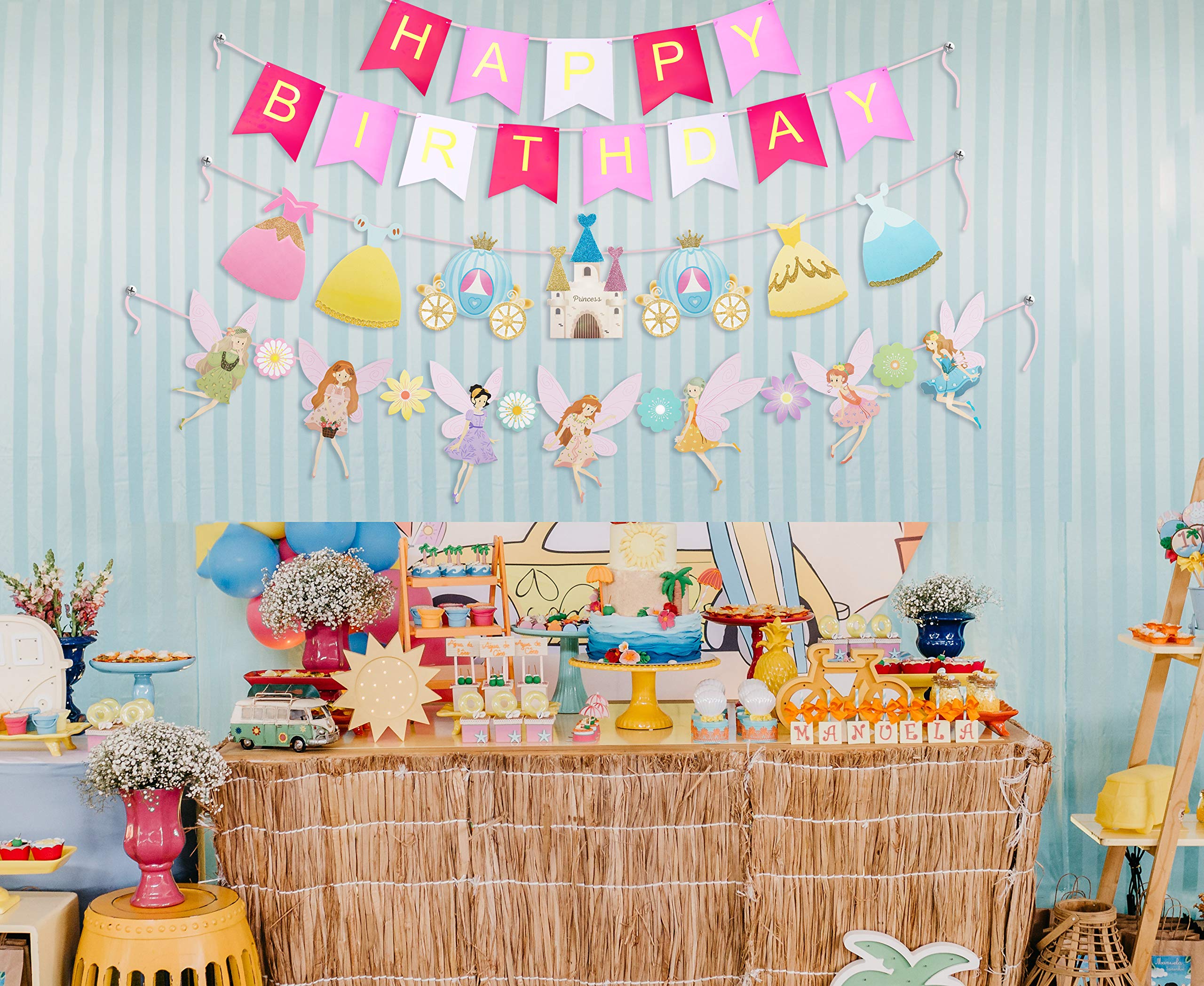 Fairy Birthday Banner - Floral Fairy Girls Birthday Party Decorations, Christmas Gifts & Garden Fairy Home Decor - Perfect for Fairy-Themed Parties, Baby Showers & Magical Celebrations