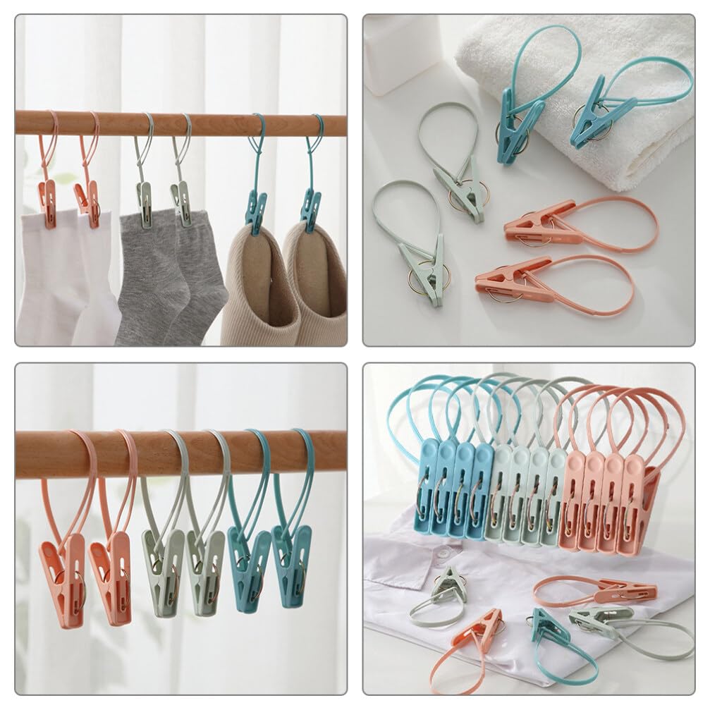12pcs Windproof Clothes Clips - Multipurpose Drying Socks Clips, Clothespins for Laundry, Travel & Clothesline - Perfect for Outdoor Drying, Camping & Washing Clothes