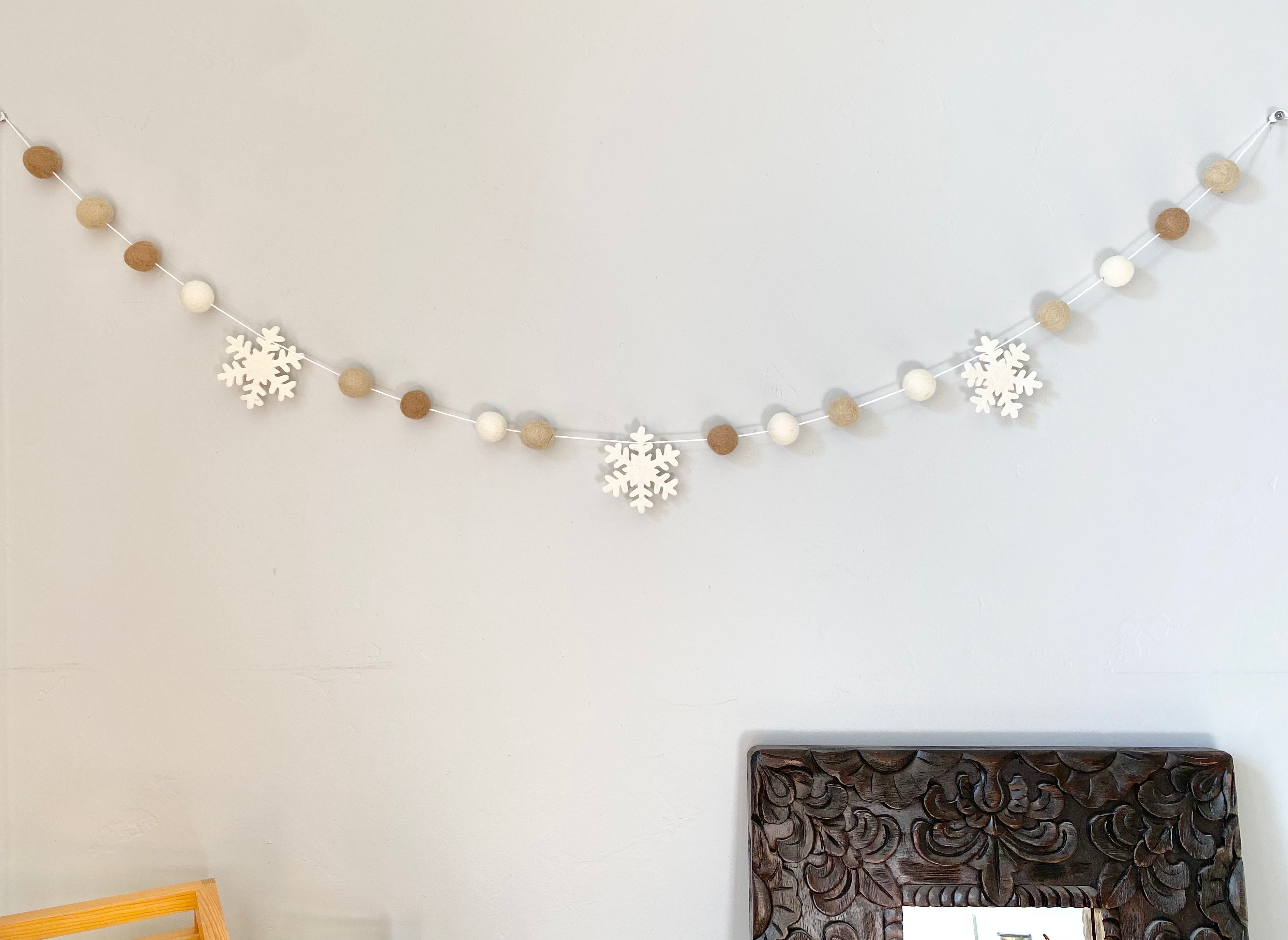 Neutrals Snowflake Garland - Best Selling Winter Holiday Decor for Christmas Tree, Fireplace & Home Decoration