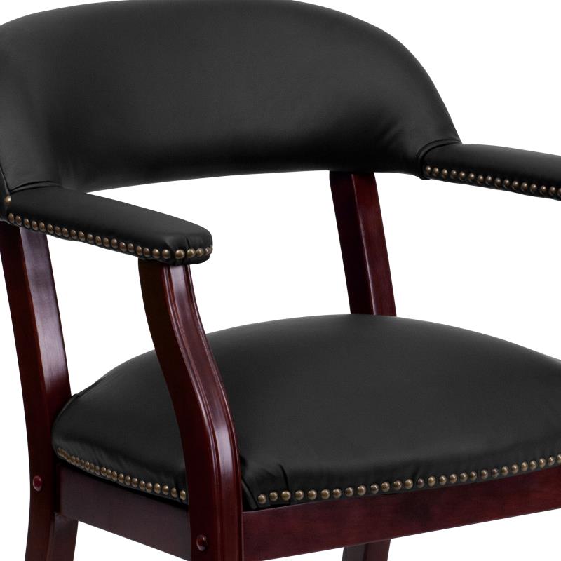 Premium FLASH Leather Office Conference Chair with Accent Nailhead Trim & Smooth-Rolling Casters - Ergonomic Executive Desk Chair for Home Office, Conference Rooms & Professional Workspaces