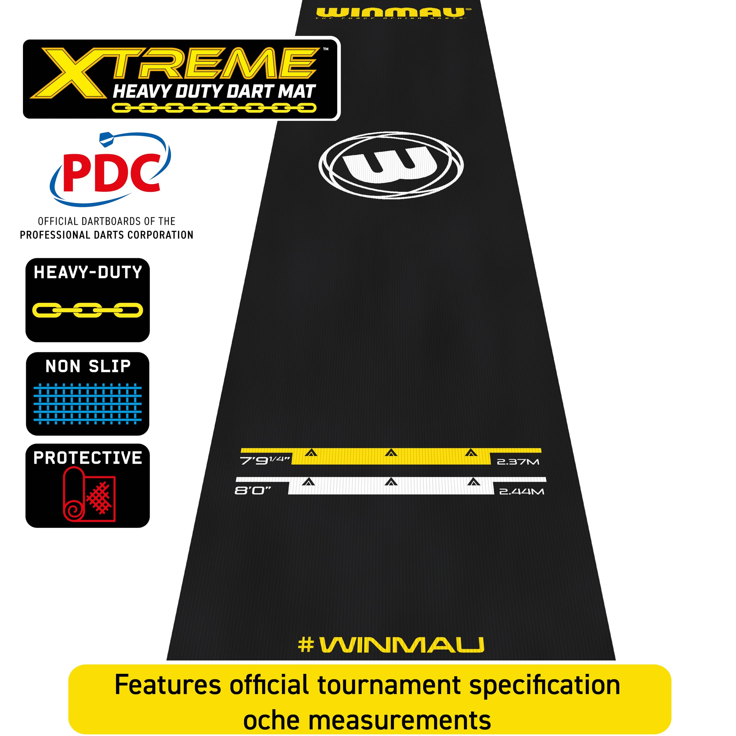 Winmau Professional Dartboard Mat with Accurate Oche Measurements - Perfect for Home, Office & Bar Dart Games