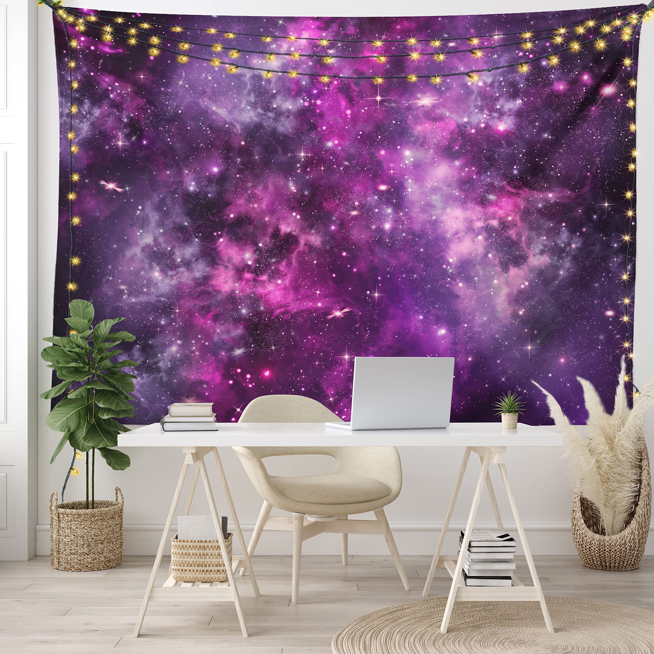 Ambesonne Purple Galaxy Tapestry - Outer Space Nebula with Star Clusters Wall Hanging Decor for Bedroom, Living Room, Dorm - 60