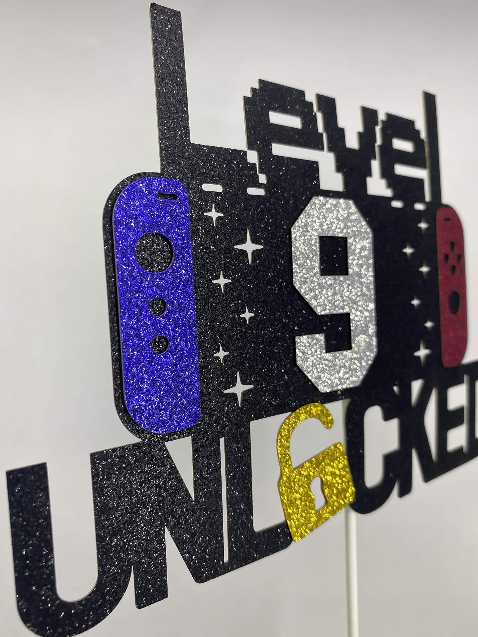 Level 9 Unlocked - Happy 9th Birthday Cake Topper for Video Game Themed Parties | Perfect for Boys & Girls Birthday Decorations | Gaming Celebration & Party Supplies