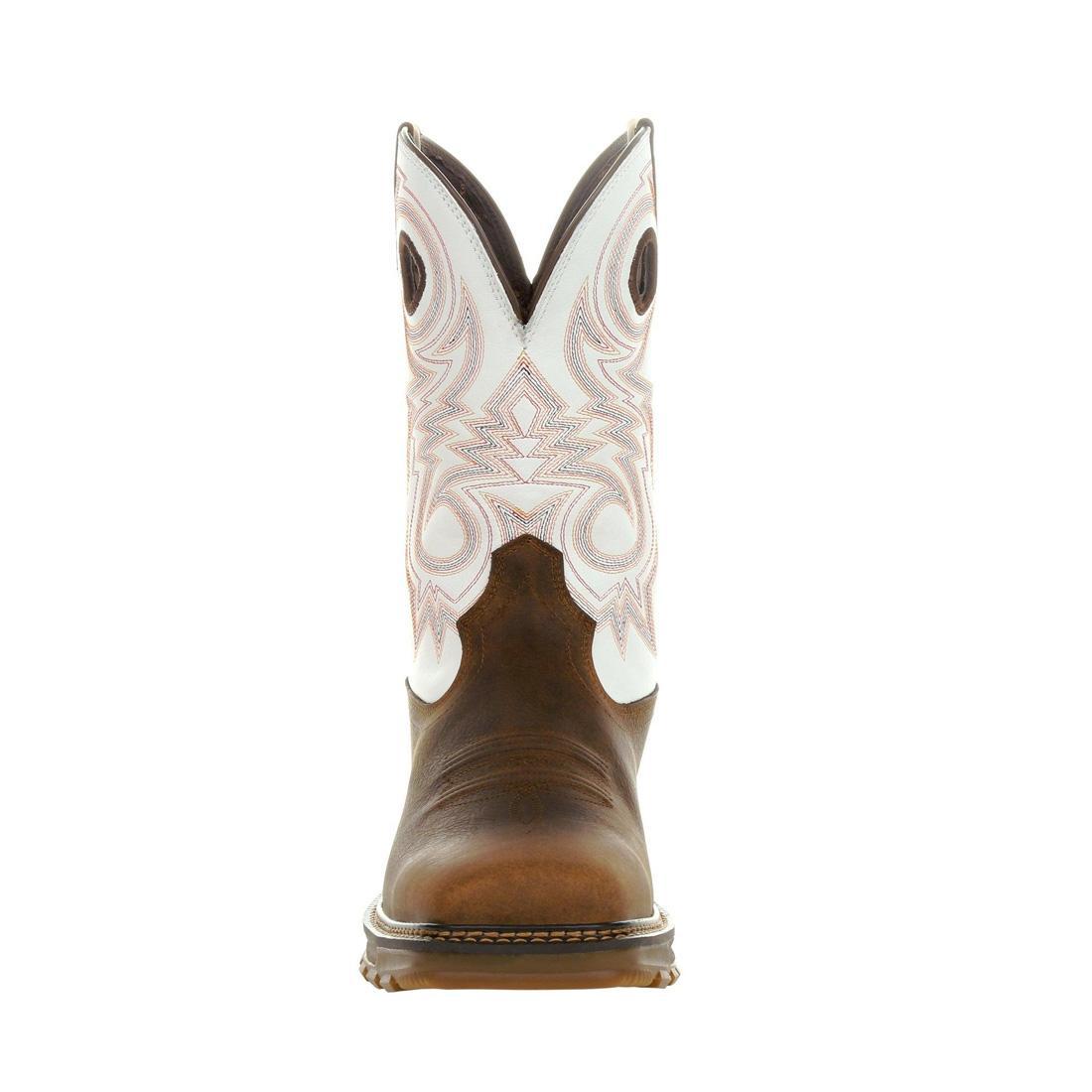 Maverick XP Waterproof Western Work Boots for Men - Durable Chocolate & White Cowboy Boots for Outdoor Work, Hiking & Ranch Activities