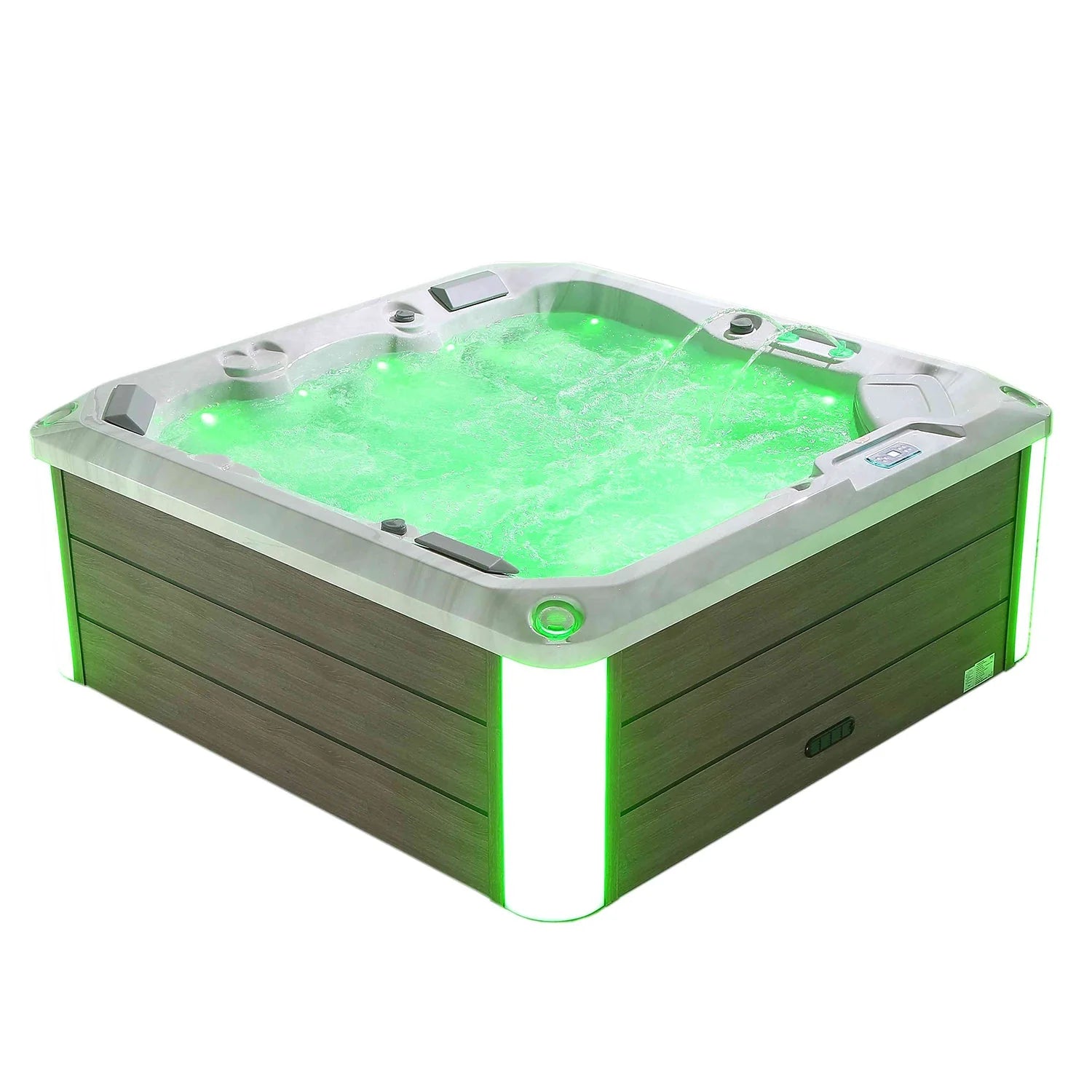 Empava 5-Person Outdoor Square Hot Tub with 41 Jets & LED Lights - 87