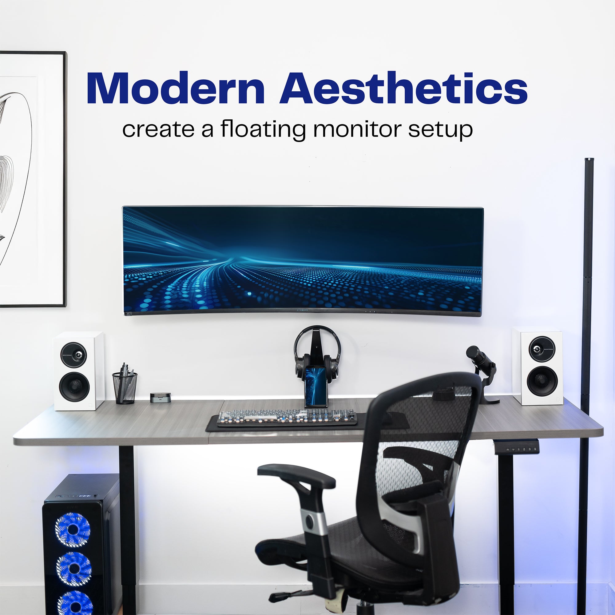 Ultrawide Monitor Wall Mount Bracket for 49-Inch Screens - Heavy Duty VESA 100x100 & 200x200 - Perfect for Home Office, Gaming & Workspace Setup