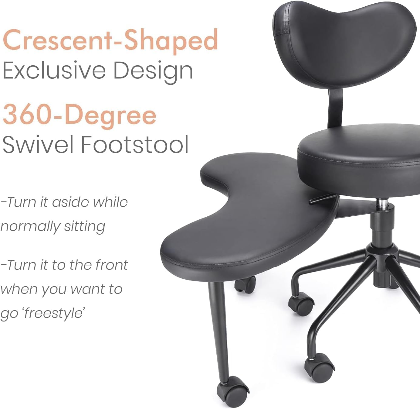 Meditation Chair with Wheels - Adjustable Cross-Legged Stool for ADHD & Fidgety Sitters - Ergonomic Lumbar Support & Flexible Design - Perfect for Home Office, Yoga Studio & Classroom - Black