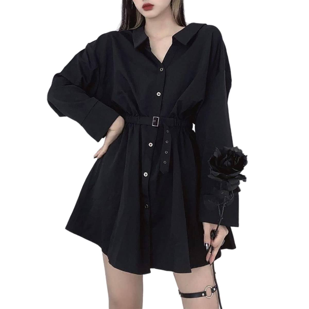 Elegant Gothic Long Dress & Short Skirt - Audrey Hepburn Style Little Black Dress for Waist Slimming | Perfect for Evening Parties, Date Nights & Formal Events