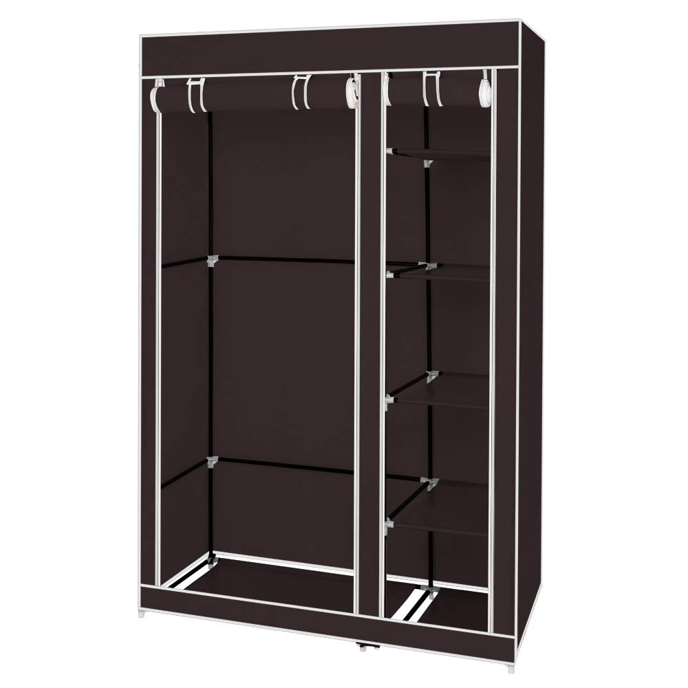 DESIGNSCAPE3D 67-Inch Portable Closet Wardrobe with Non-Woven Fabric & Hanging Rod - Easy Assembly Dark Brown - Perfect for Bedroom, Dorm, or Apartment Storage