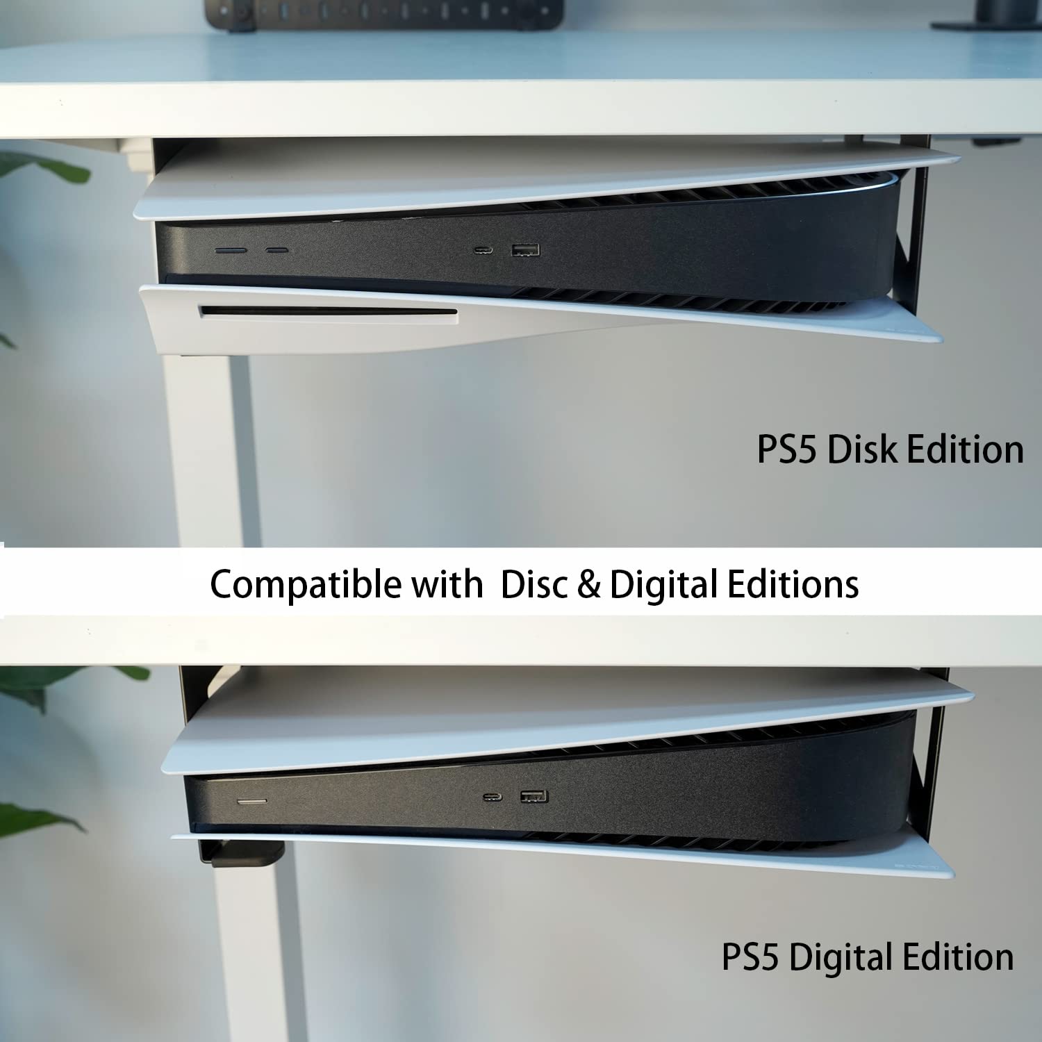 Monzlteck Under Desk PS5 Mount Holder - Compatible with PS5, PS5 Slim, PS5 Pro (Disc & Digital Edition) | Space Saving Stealth Console Mount DP-05 | Perfect for Gaming Setups & Home Office Organization