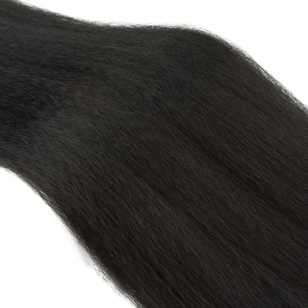 Kinky Straight Human Hair Bundles 16 16 16 Inch - 100% Peruvian Yaki Straight Virgin Hair Weft Extensions for Black Women | Perfect for Sew-in, Ponytail & Natural Hairstyles