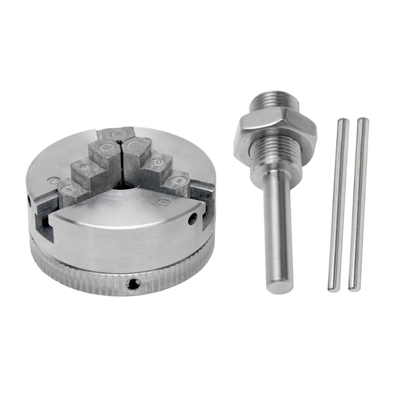3 Jaw Zinc Alloy Lathe Chuck - DONCK Replacement Chuck for Wood Turning, Drilling & Machine Tools with Threaded Back & Connecting Rod (Small Size, Color A) - Perfect for DIY Woodworking, Metalworking & Lathe Projects