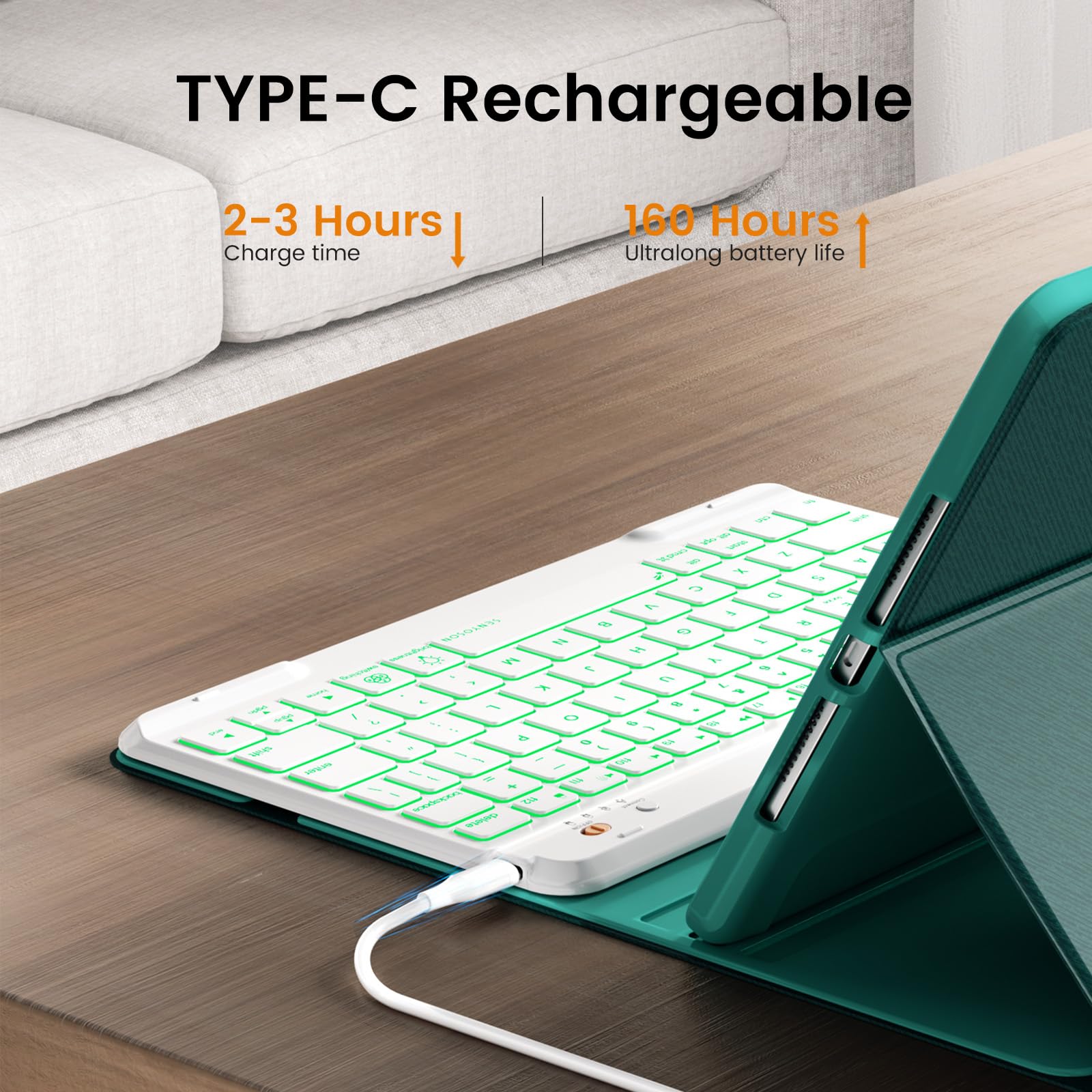 OYEEICE iPad 9th Generation Case with Backlit Wireless Keyboard - 10.2