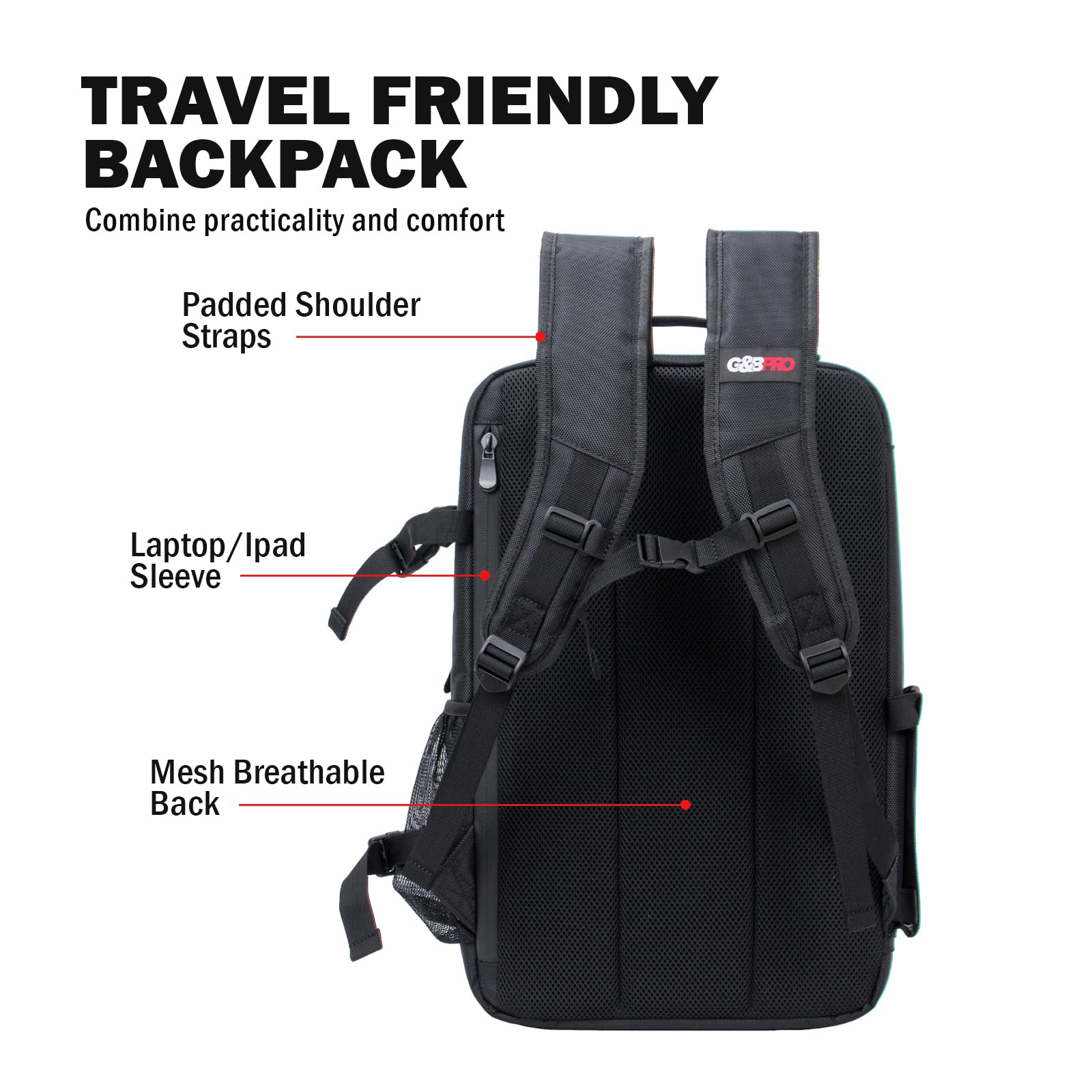 G&BPRO Full Size Backpack with Extending Tray System - All-in-One Mobile Workstation Travel Bag for Laptops, Tools & Photography Gear | Perfect for Digital Nomads, Photographers & Business Travelers