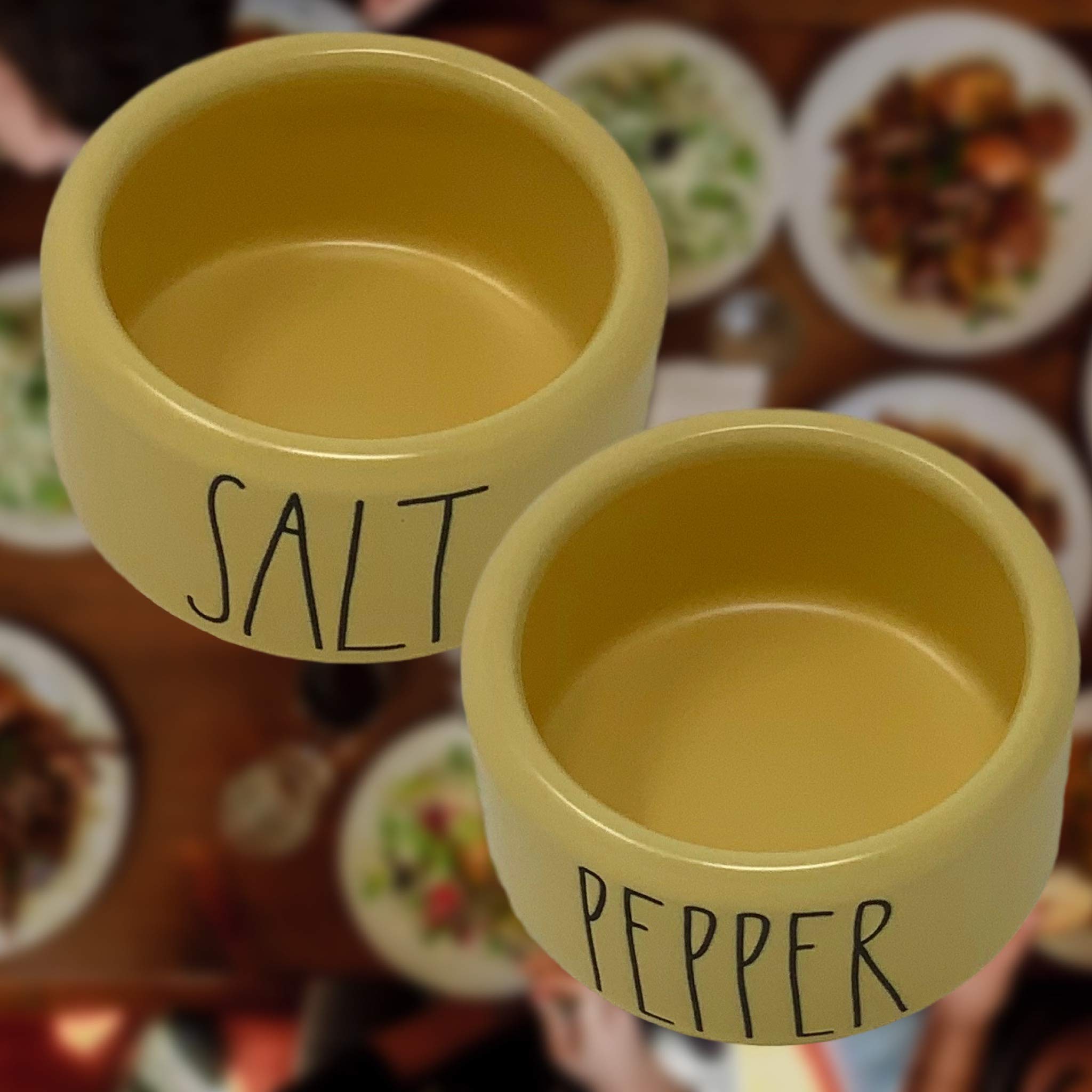 Rae Dunn Pastel Yellow Salt and Pepper Shakers Set of 2 - Stackable Ceramic Condiment Containers with LL Font Letters - Perfect for Kitchen, Dining Table, and Gift Giving