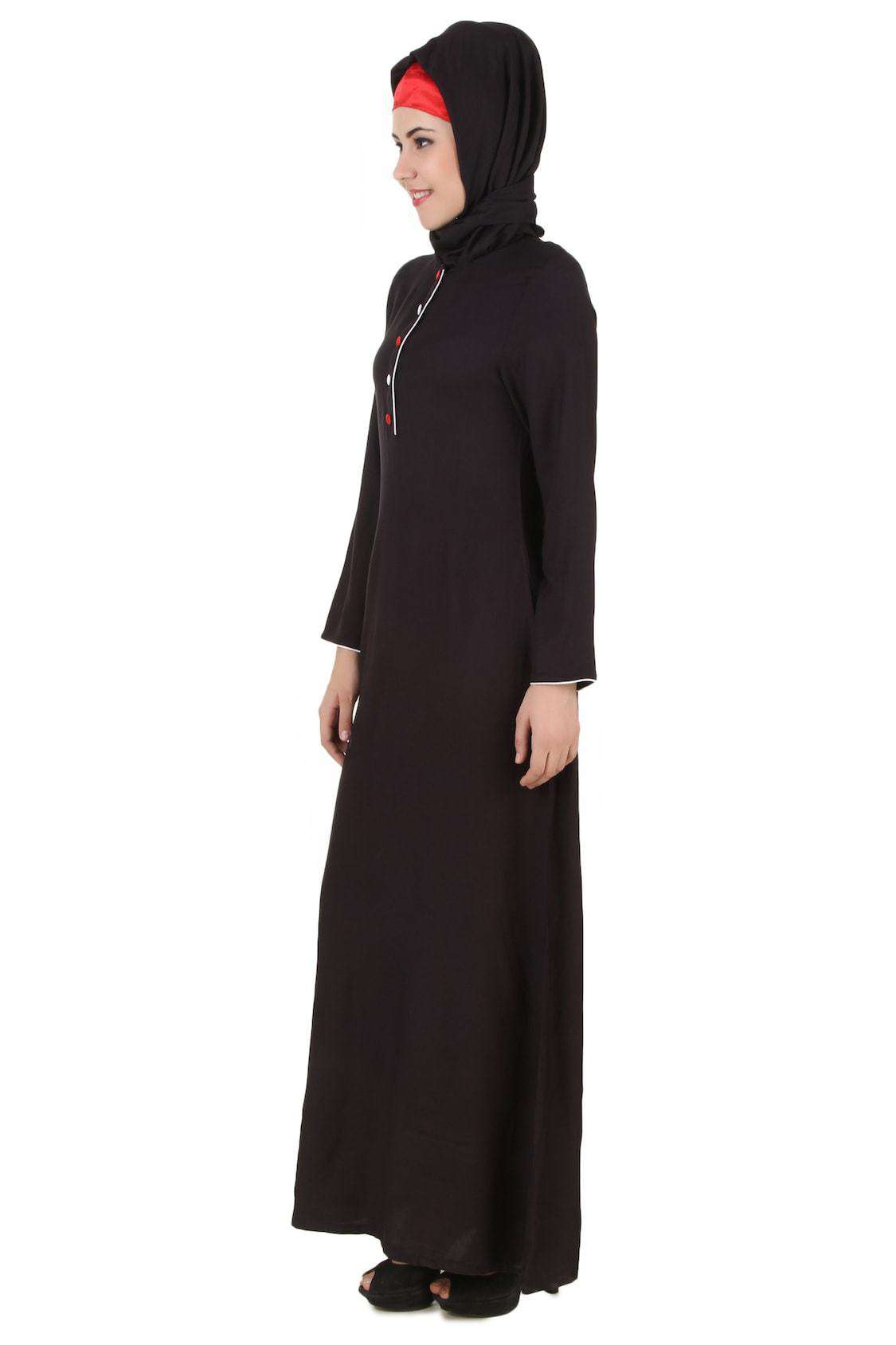 Batrisyia Black Rayon Abaya - Modest Muslim Prayer Dress for Women | Perfect for Prayer, Mosque & Special Occasions
