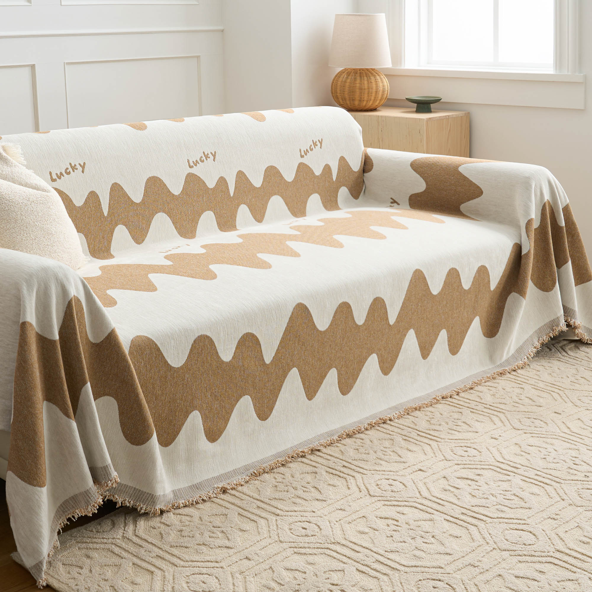 Ripple Effect Sofa Cover - Stretchable Couch Slipcover for Living Room Furniture Protection - Perfect for Pets, Kids, and Home Decor
