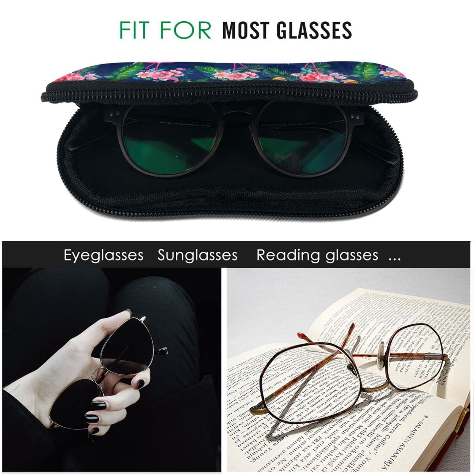 Portable Eyeglass Case - Soft Neoprene Zipper Sunglasses Pouch for Travel & Daily Use - Lightweight Glasses Storage Box for Men & Women - Perfect for Office, Commuting, and Outdoor Activities