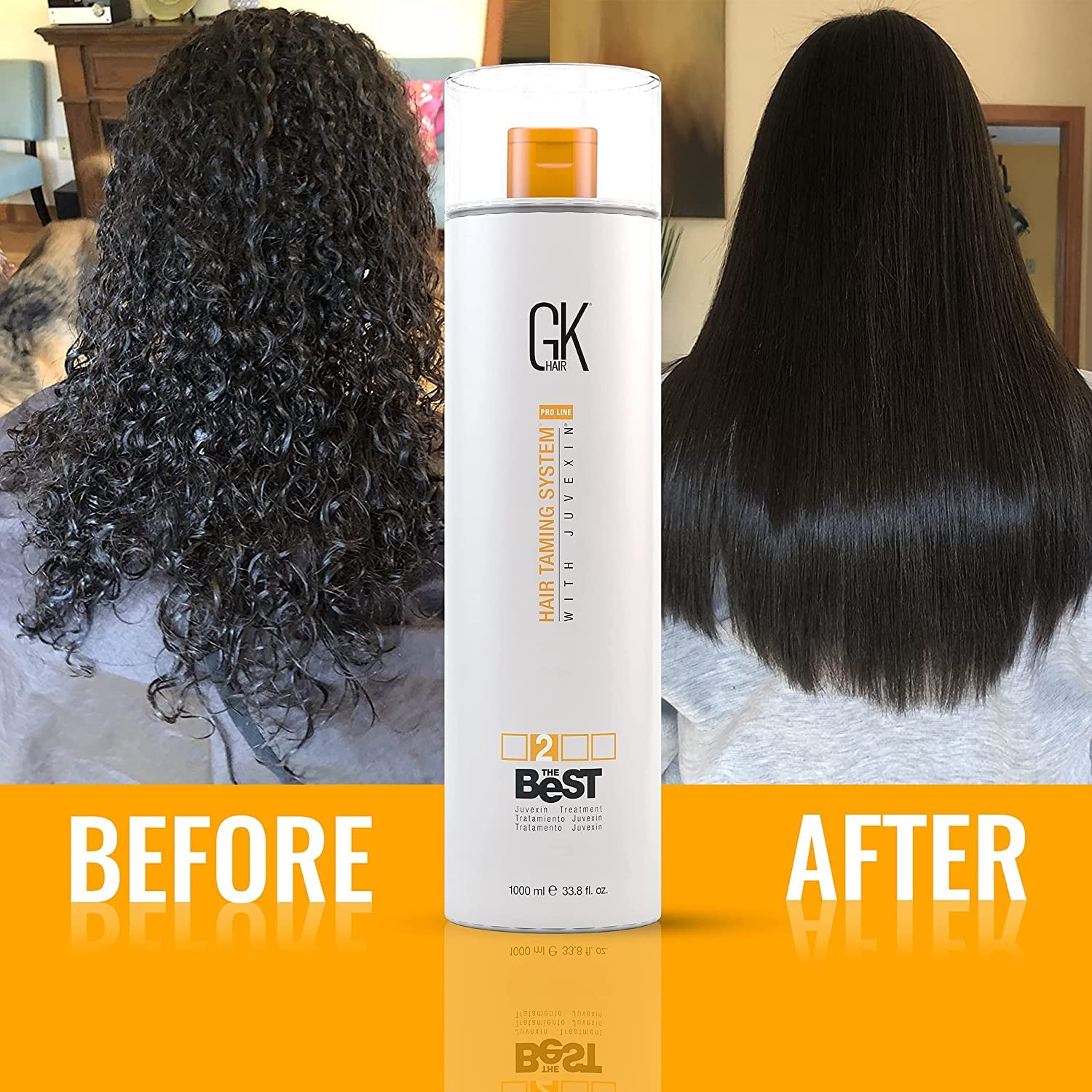 GK HAIR Global Keratin Thermal Round 43mm Hair Brush for Blow Drying, Styling, Curling & Straightening | Professional 1000ml (33.8 Fl Oz) Hair Smoothing Treatment | Perfect for Salon, Home Use & Travel Styling