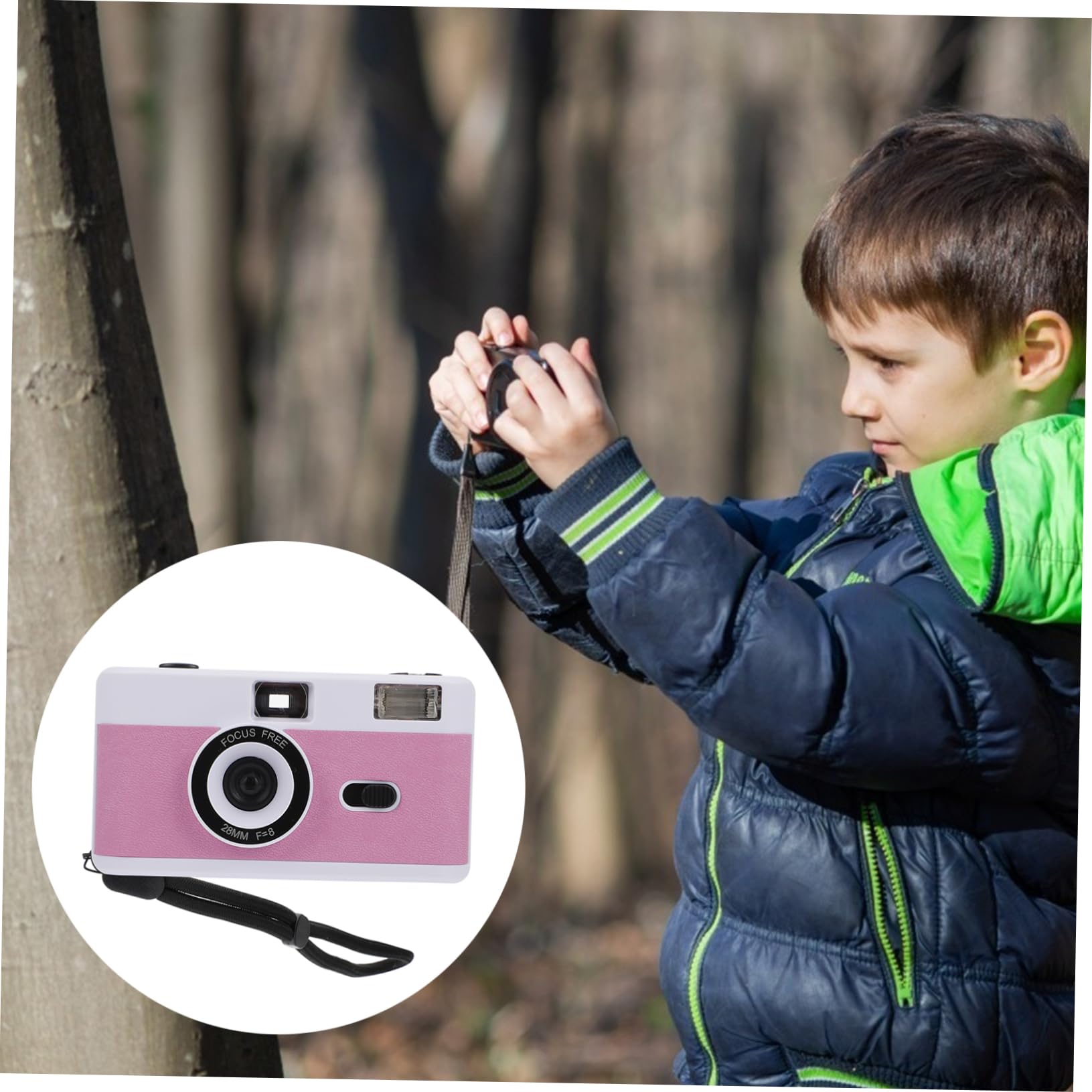 Homoyoyo 7-Piece Retro Film Camera Set - Vintage Plastic Build-in Flash Camera, Mini Travel Camera with Reusable Film - Perfect for Travel Photography, Parties & Vintage Style Photography (Vintage White Macaron ABS)