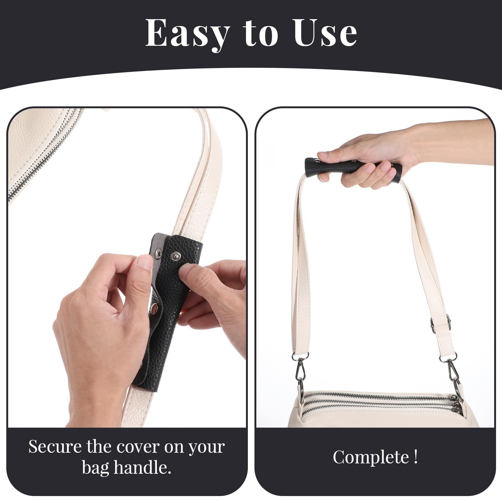 Premium PU Leather Luggage Handle Wraps - Soft Suitcase Grip Protectors with Secure Clasps for Travel, Shopping & Tote Bags | Comfortable Handbag Strap Covers for Wallet, Purse & Daily Use