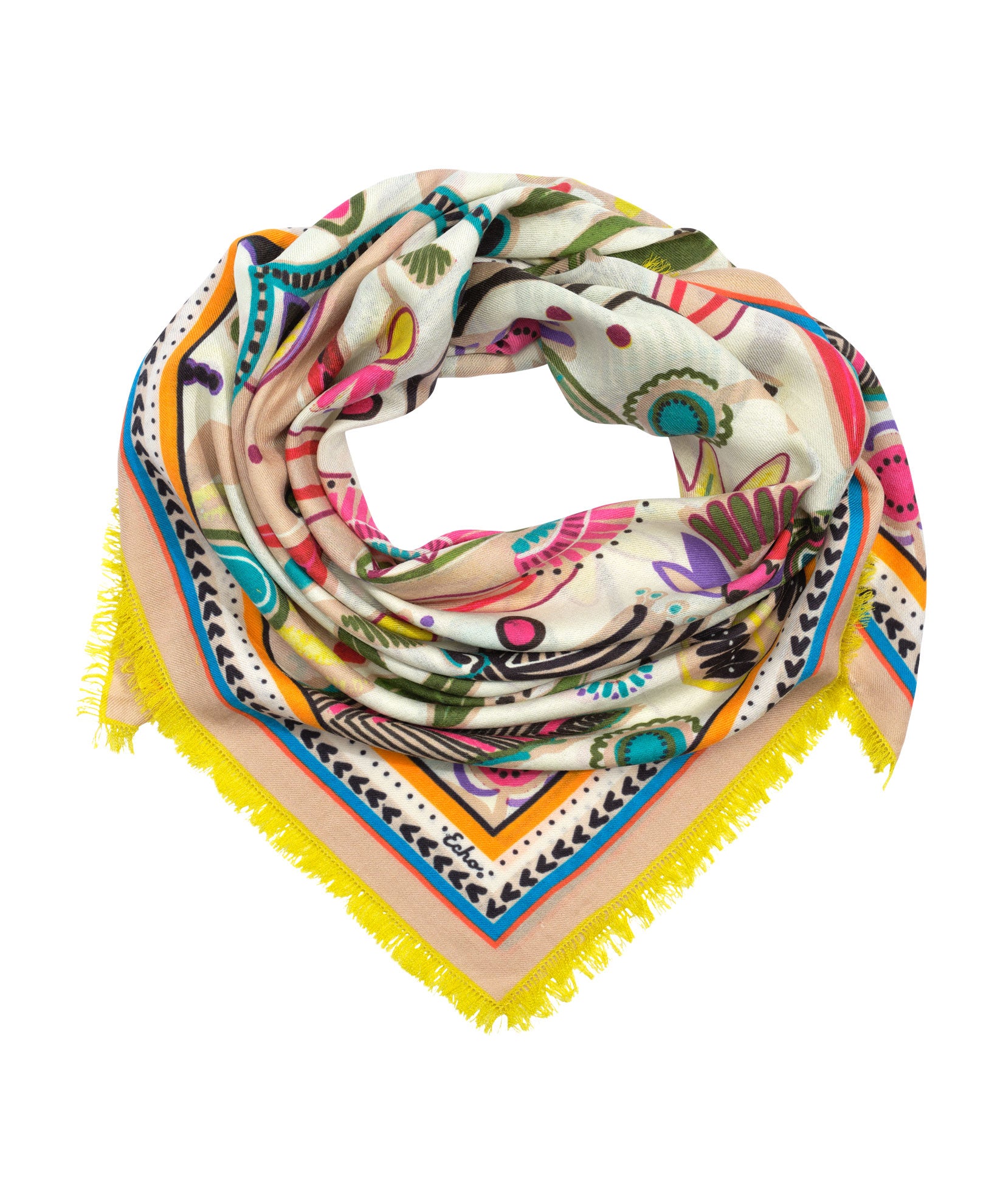 Stylish Folk Floral Oversized Square Scarf - Lightweight Fashion Accessory for Women, Perfect for Spring Outfits, Travel & Boho Chic Looks
