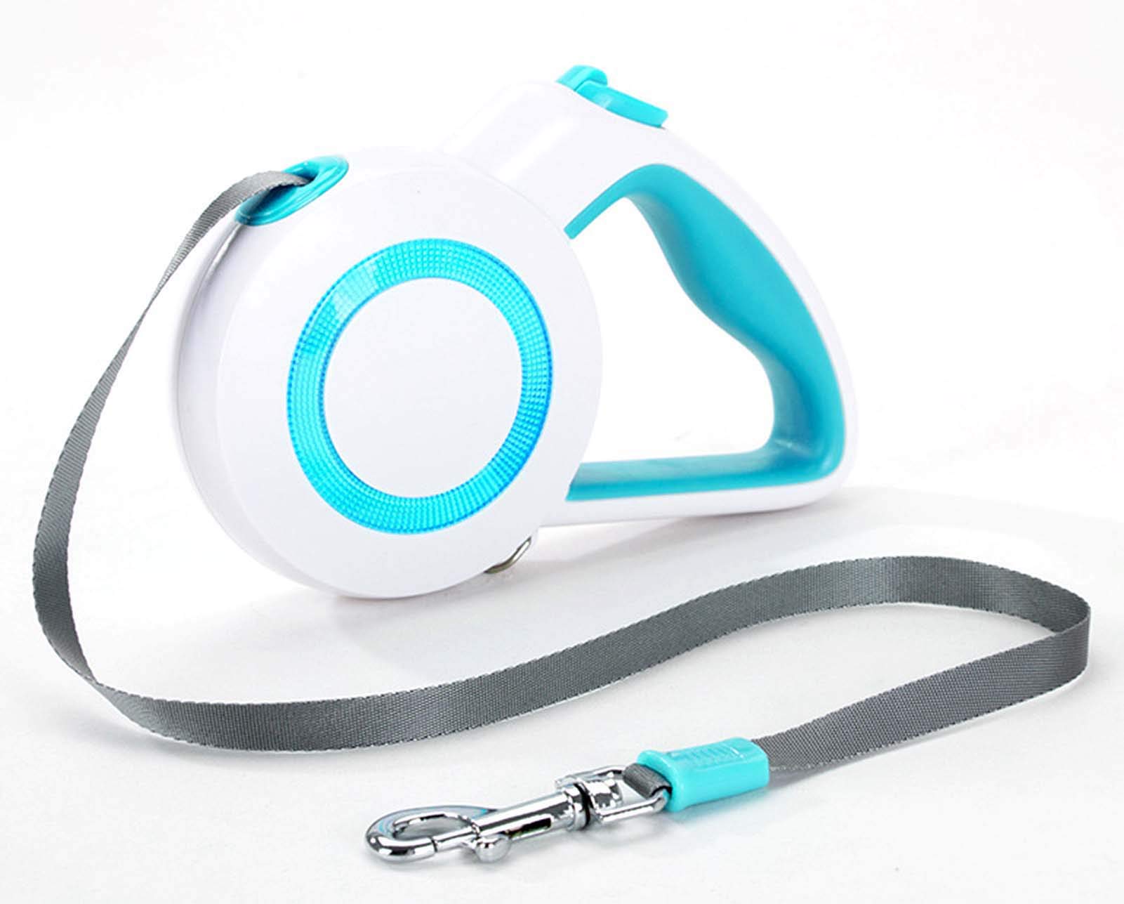 QDY Retractable Dog Leash 10ft/16ft - 360° Tangle-Free Large Dog Leash with Reflective Nylon Tape, Anti-Slip Handle & One Button Lock - Perfect for Walking, Running, Hiking and Outdoor Activities with Your Pet (Blue, 3m)