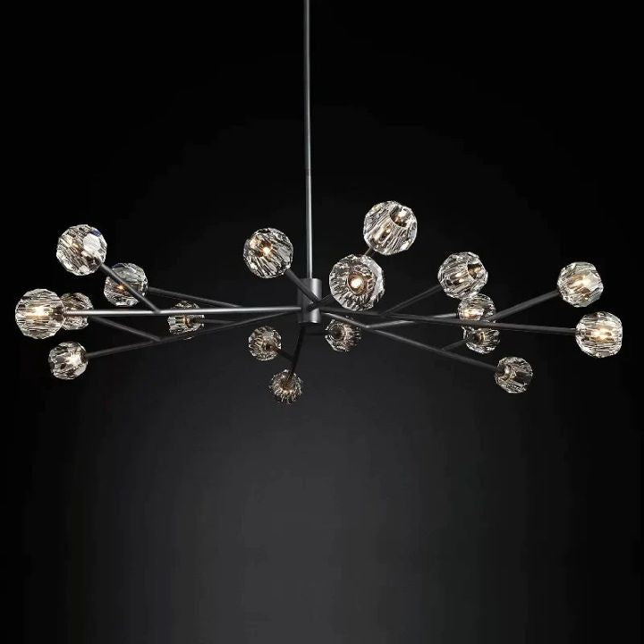 Crystal Ball Glass Round Chandelier - 72 Inch Modern Ceiling Light Fixture for Dining Room, Living Room, Bedroom, and Entryway