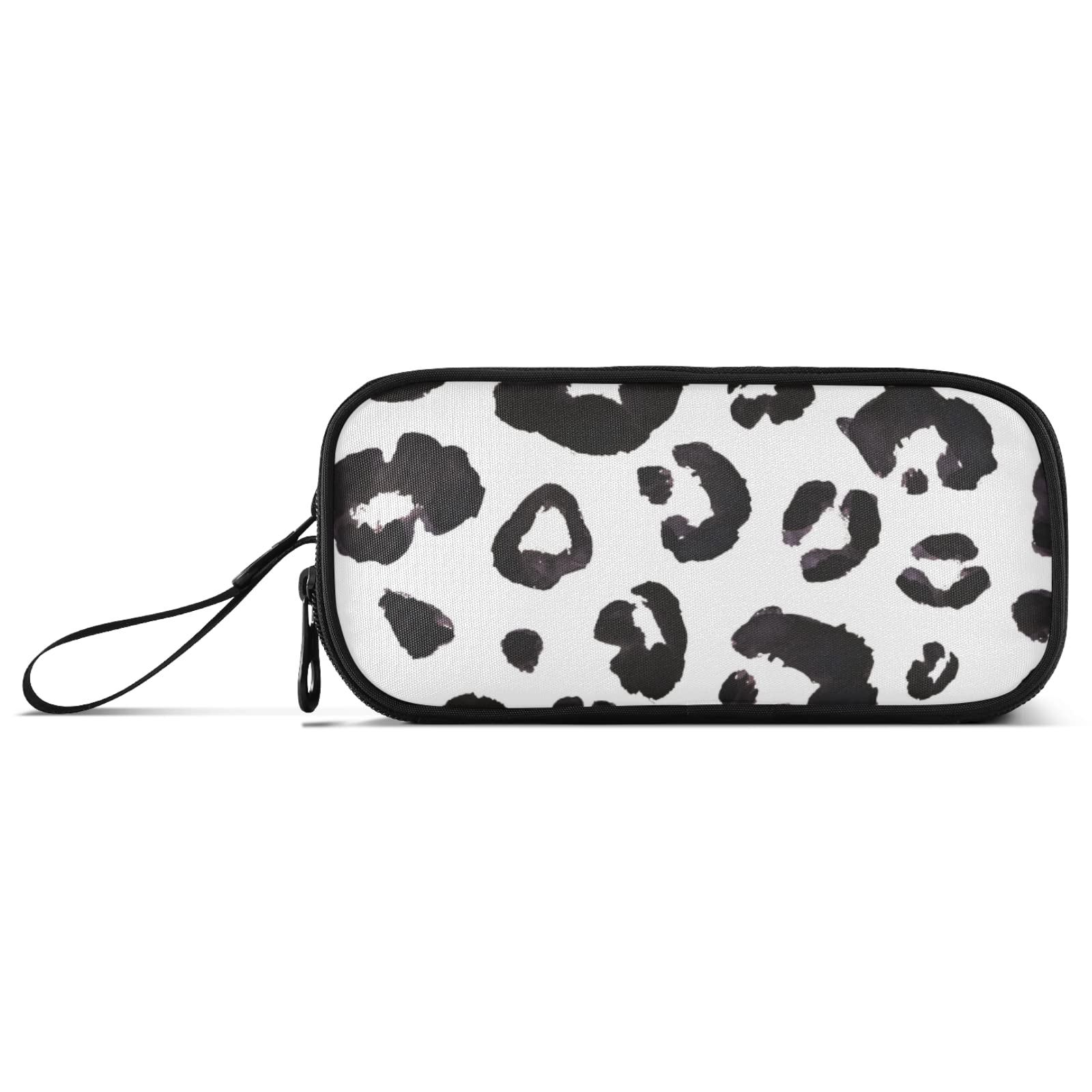 Leopard Print Cheetah Black White Pencil Case - Large Capacity Pen Organizer with Multiple Compartments for School, Office & Travel | Perfect for Students, Artists & Professionals to Store Pens, Markers & Stationery