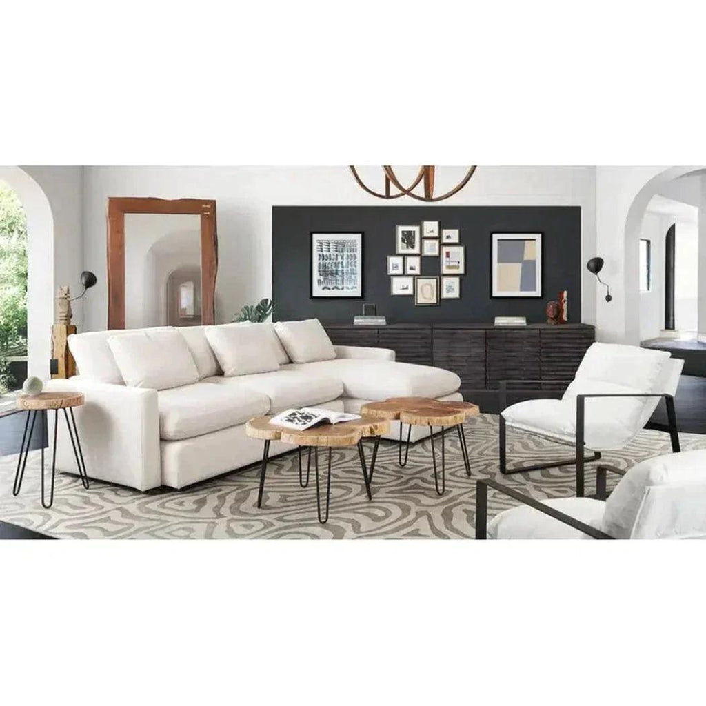 2-Piece Reversible Chaise Sectional Sofa in Cream - Modern L-Shaped Couch for Living Room, Lounge & Family Room - Soft Fabric Upholstery with Reversible Chaise Design