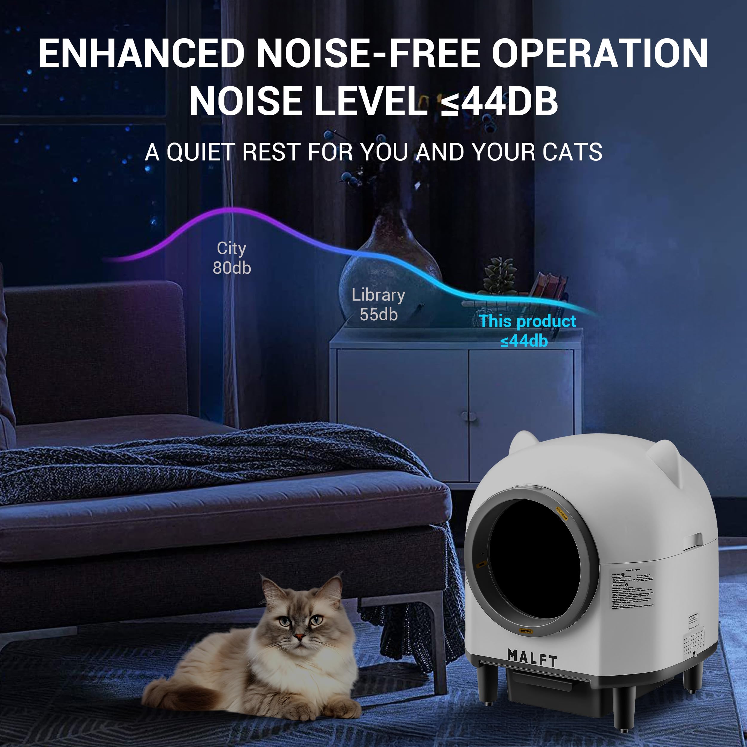 Self Cleaning Litter Box for Multiple Cats - 90L Automatic Cat Toilet with Safety Protection, Smart App Control, Included Mat & Waste Bags | Ideal for Busy Pet Owners & Multi-Cat Households