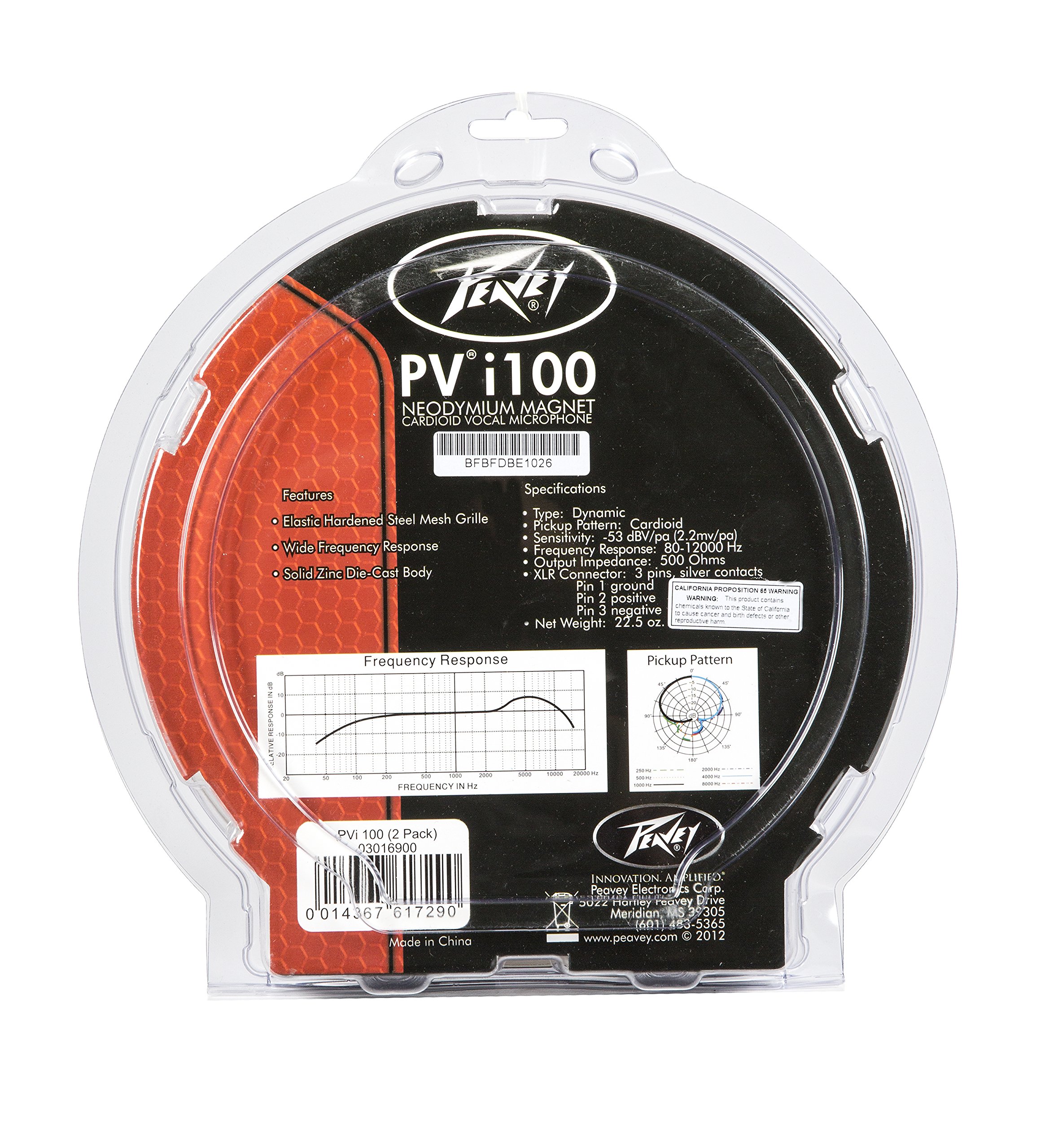 Peavey PVI 100 Professional Dynamic Cardioid Microphone - 2 Pack for Live Performances, Podcasting & Studio Recording